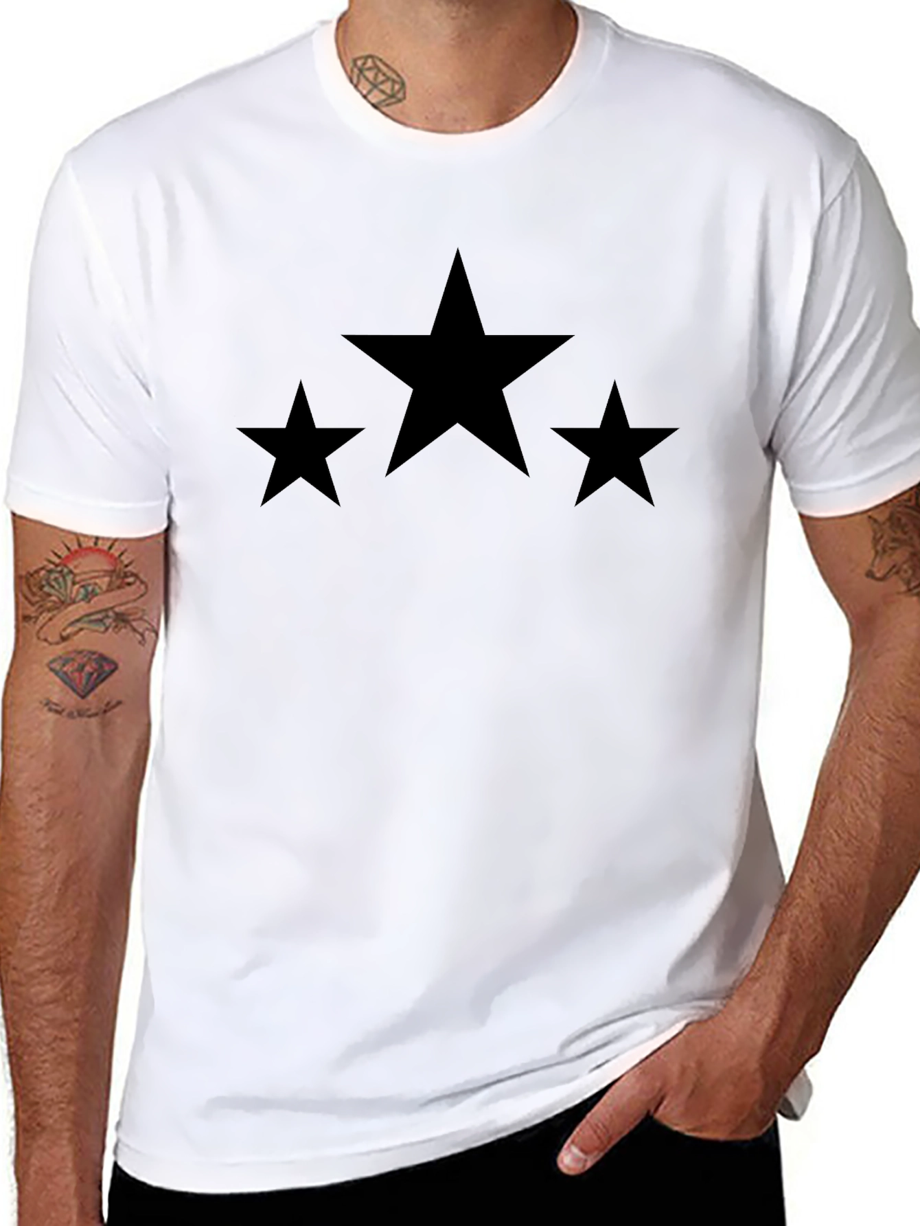 Black Stylish Black T-Shirt with Star Design view 8