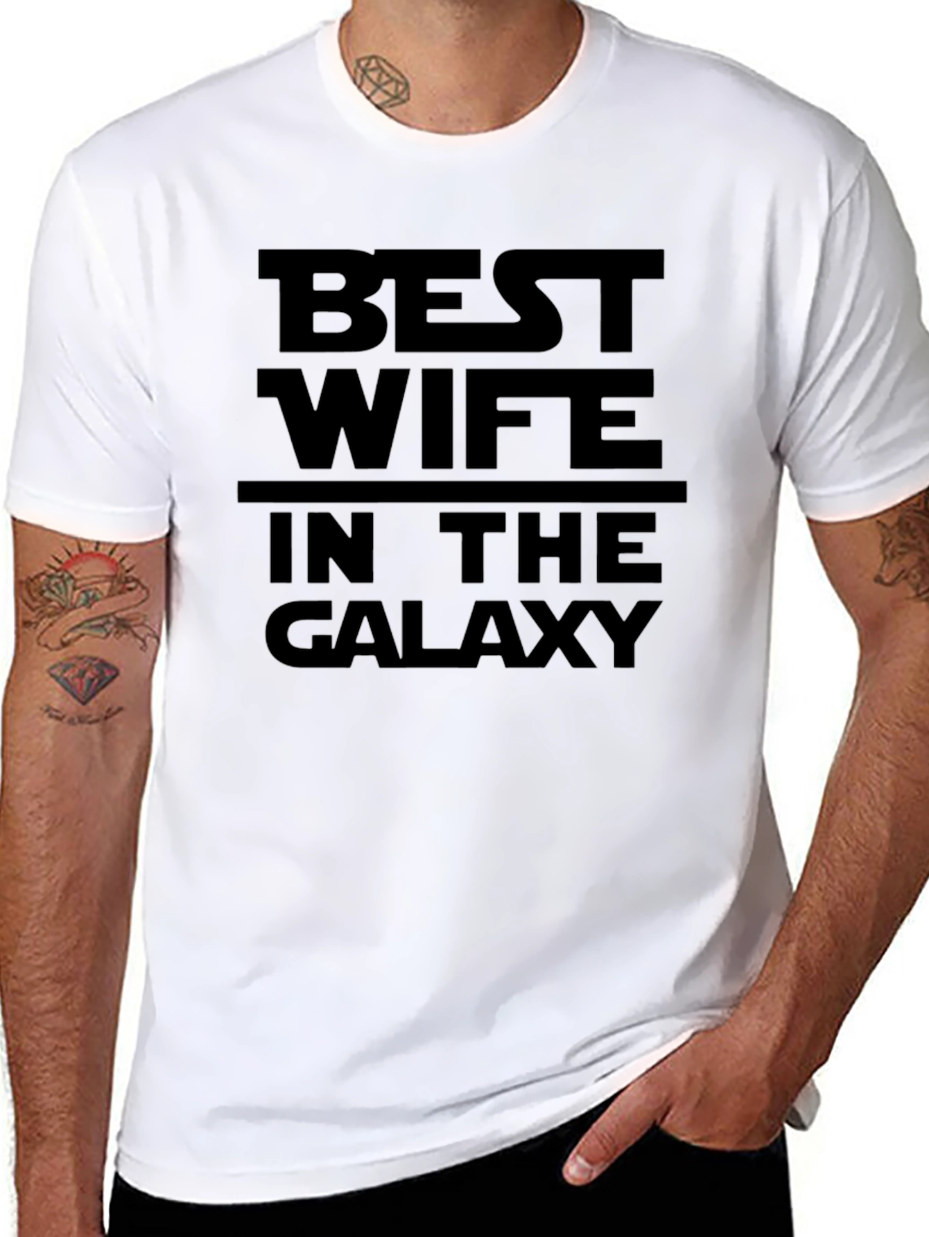 Black Best Wife in the Galaxy Black T-Shirt view 8