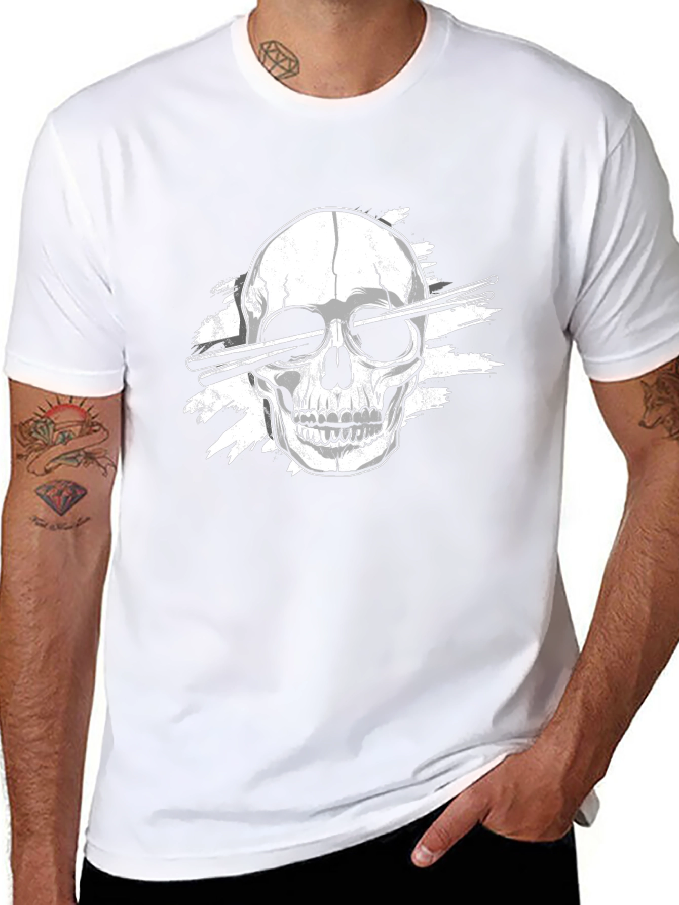Black Skull Drummer T-Shirt - Rock On! view 8
