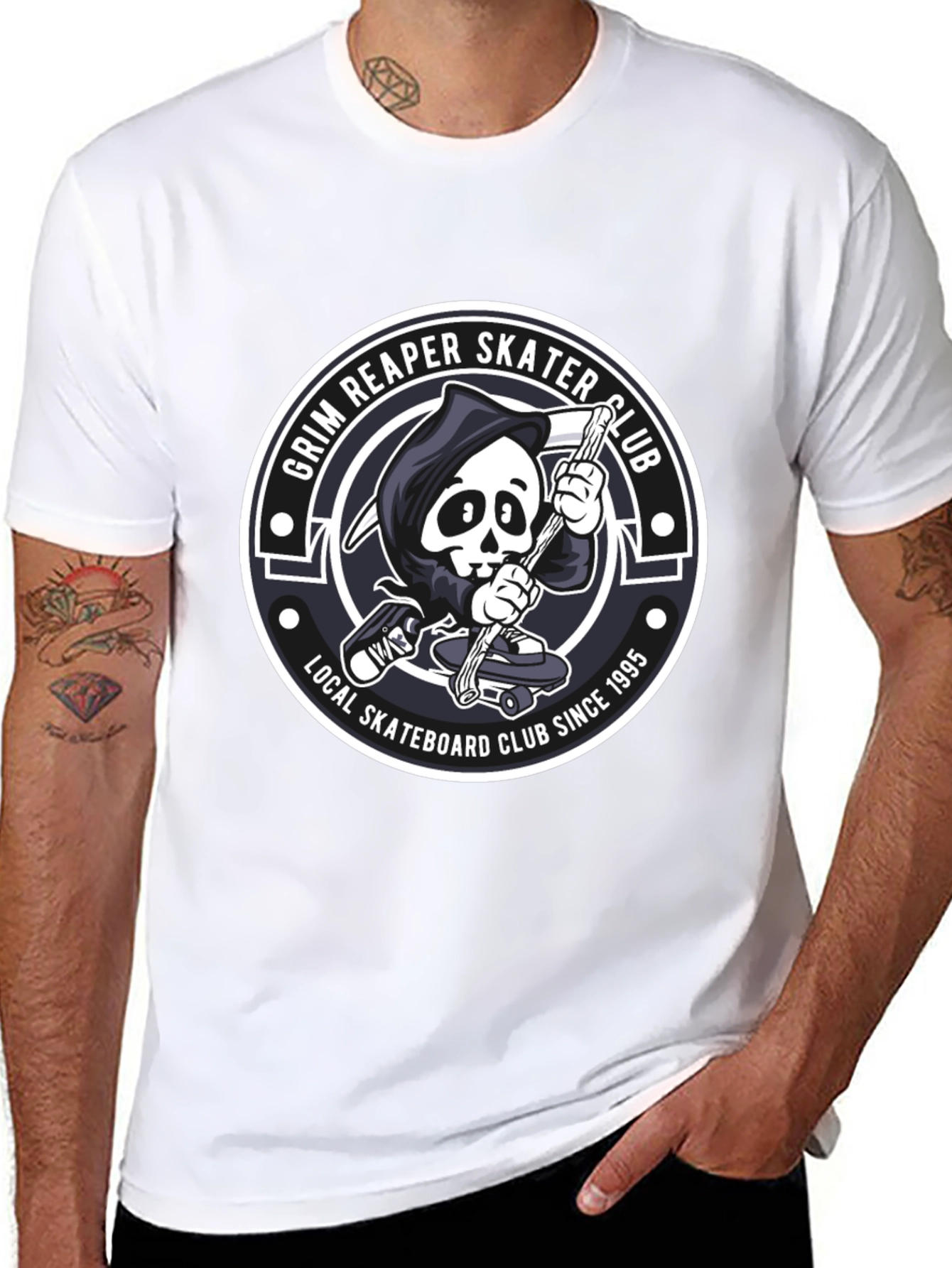 Black Grim Reaper Skater Club Black T-Shirt view 8
