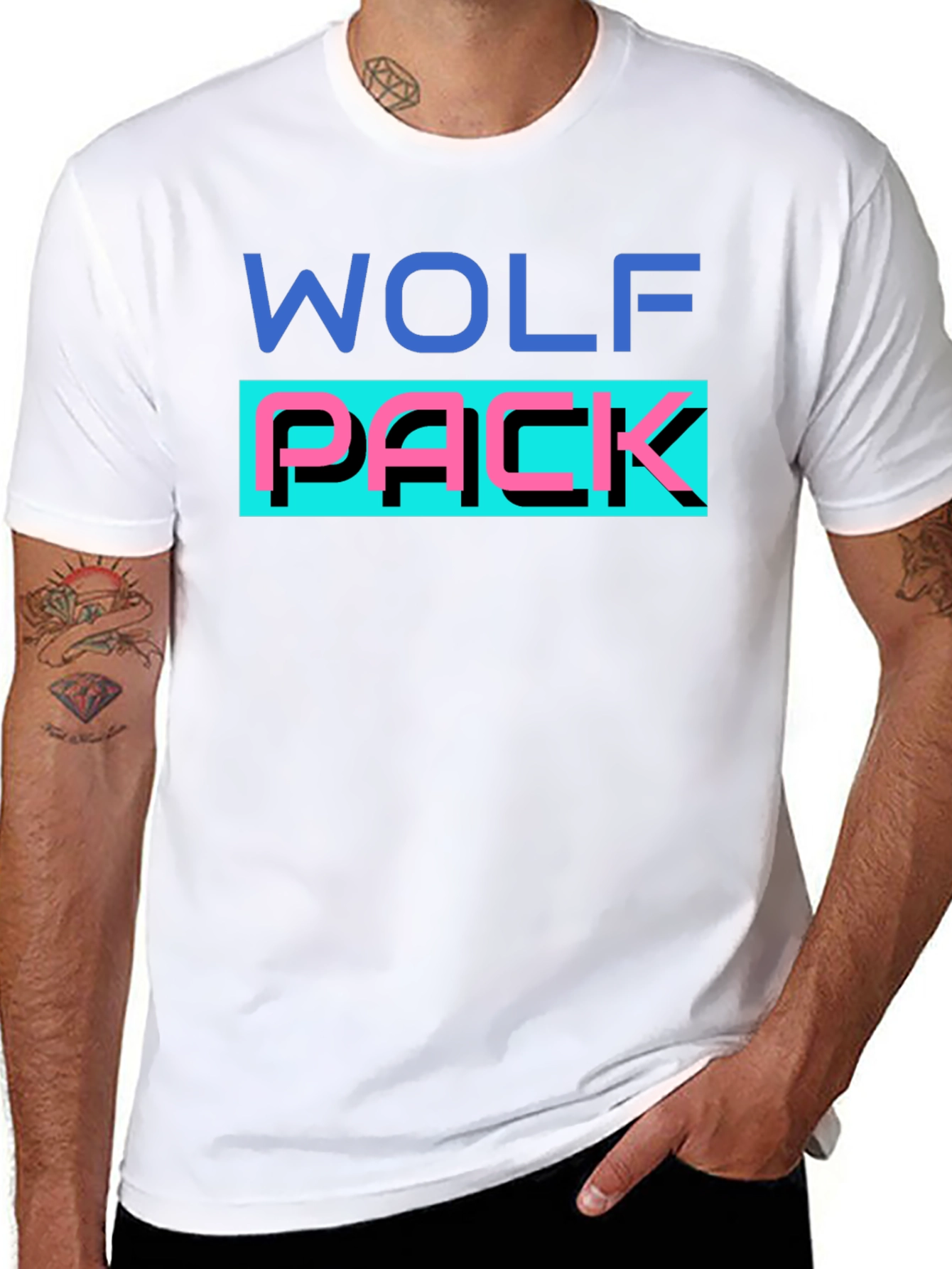 Black Wolf Pack Graphic T-Shirt - Black Crew Neck Tee view 8