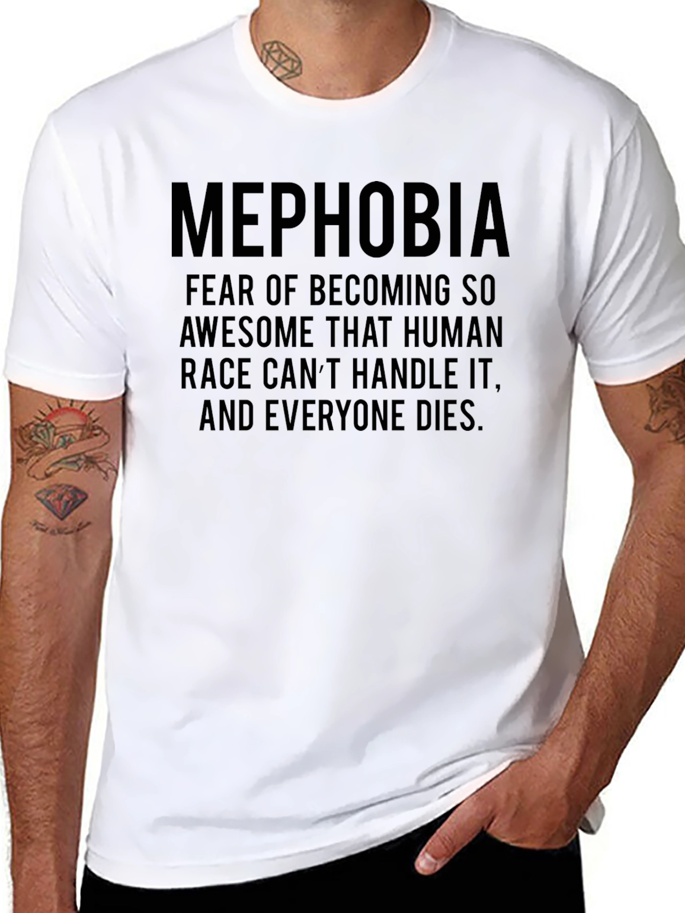 Black Mephobia Graphic Tee - Fear of Becoming Too Awesome! view 8