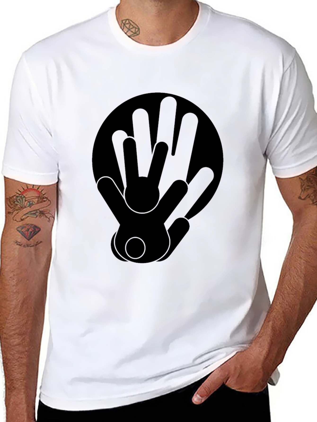 Black Graphic Print Tee - Peace Love Sign Black view 8