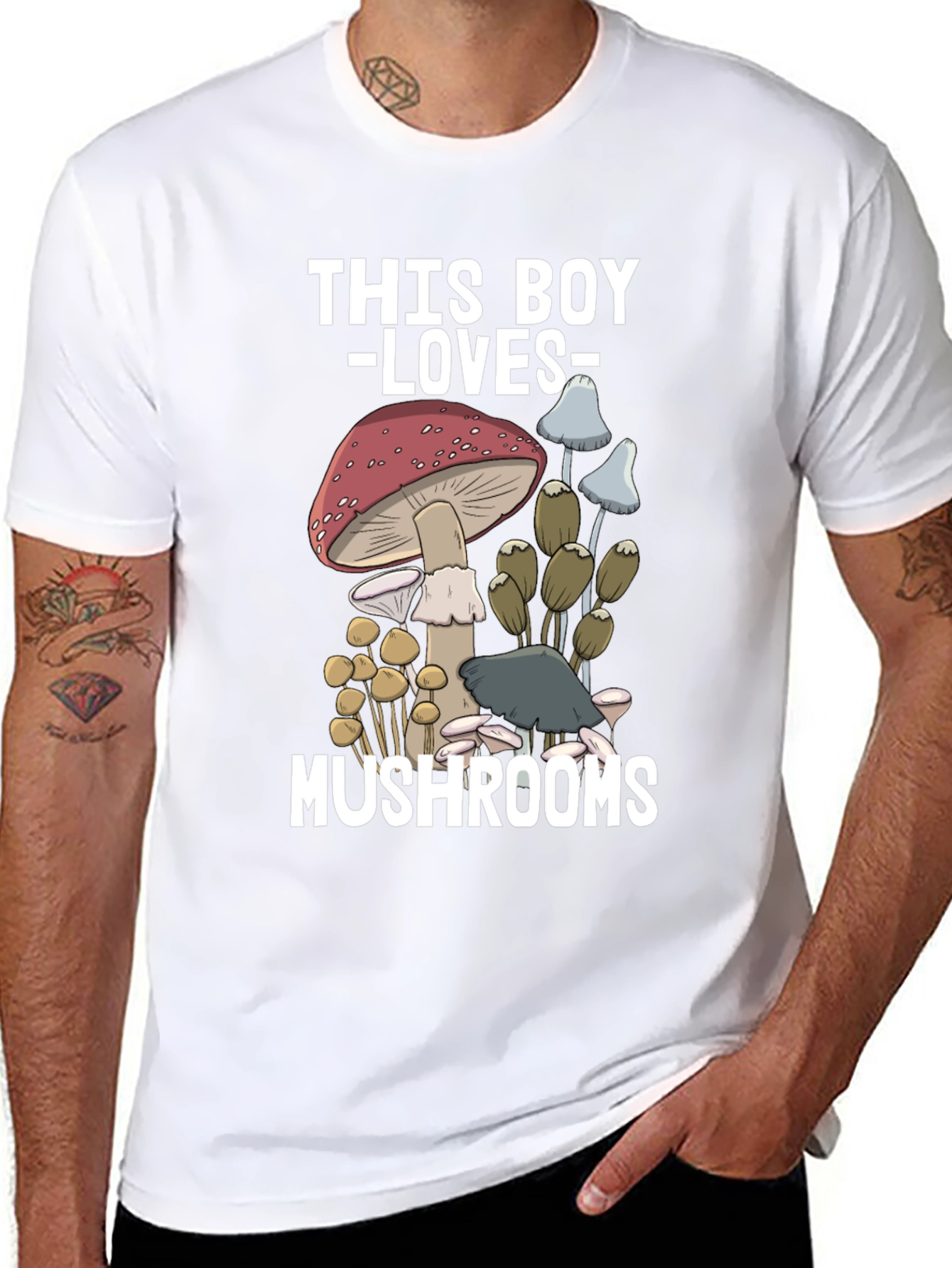 Black Mushroom Lover T-Shirt - This Boy Loves Mushrooms Graphic Tee view 8