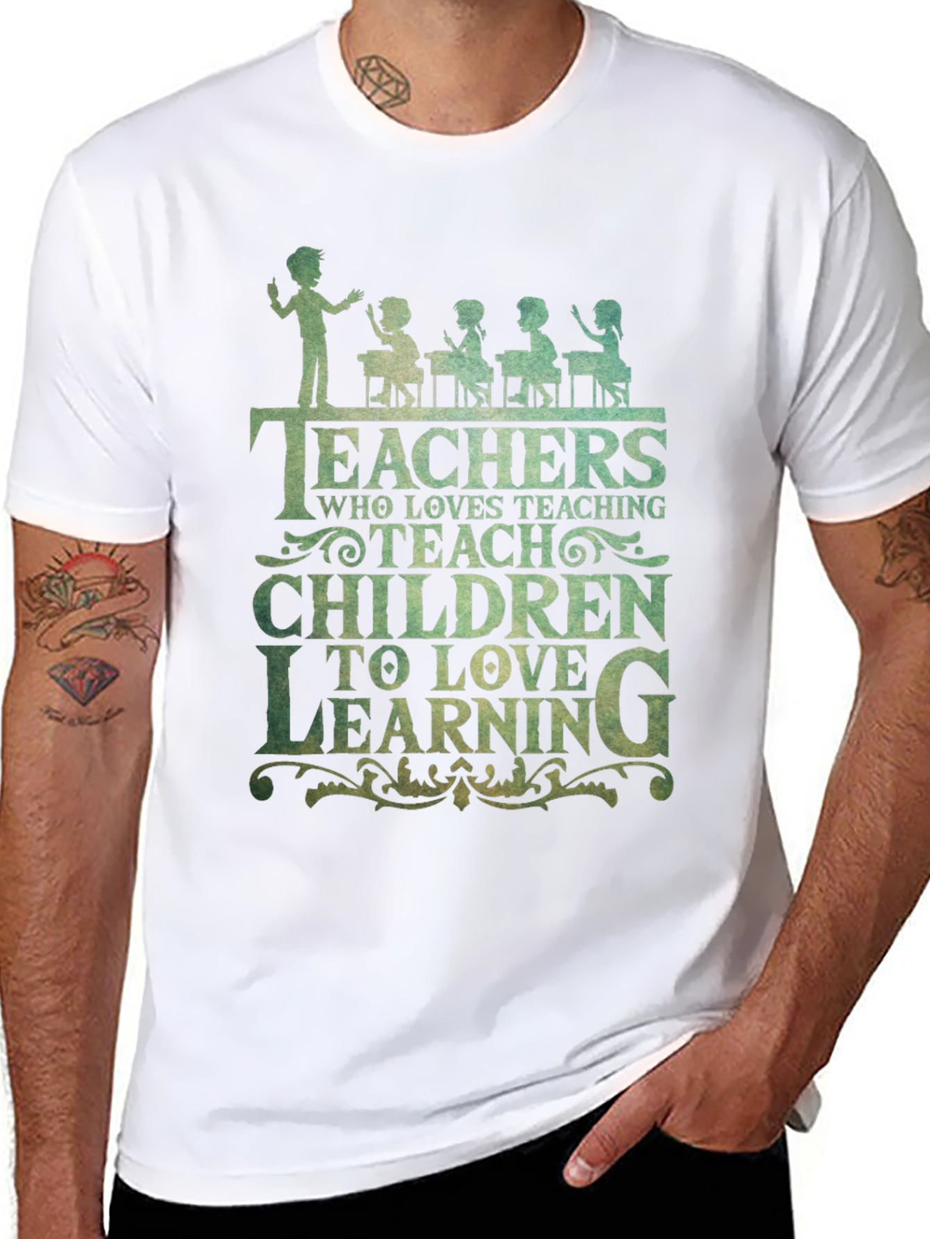 Black Teacher Love Teaching Graphic Tee - Black view 8