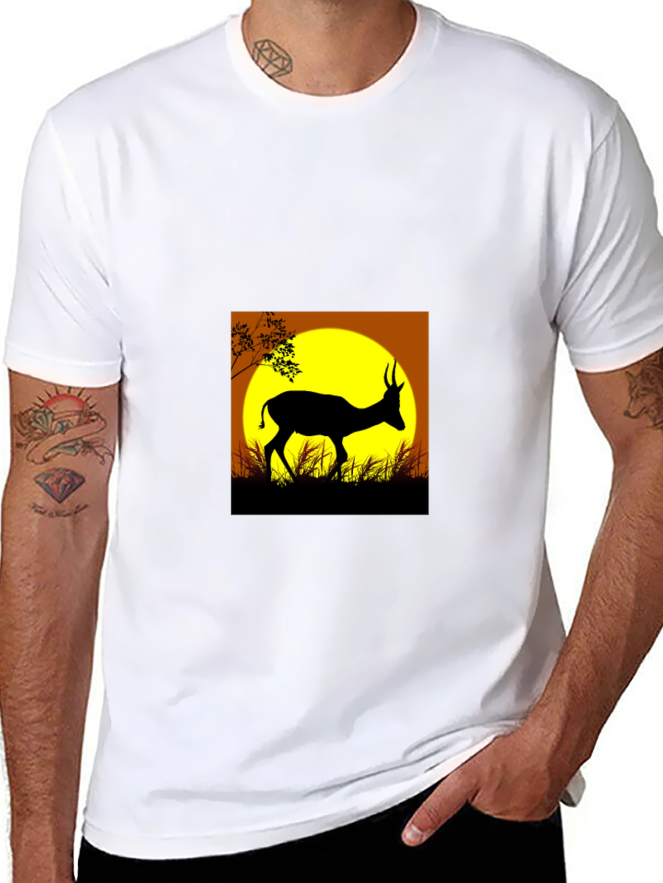 Black Silhouette Deer Graphic Tee view 8
