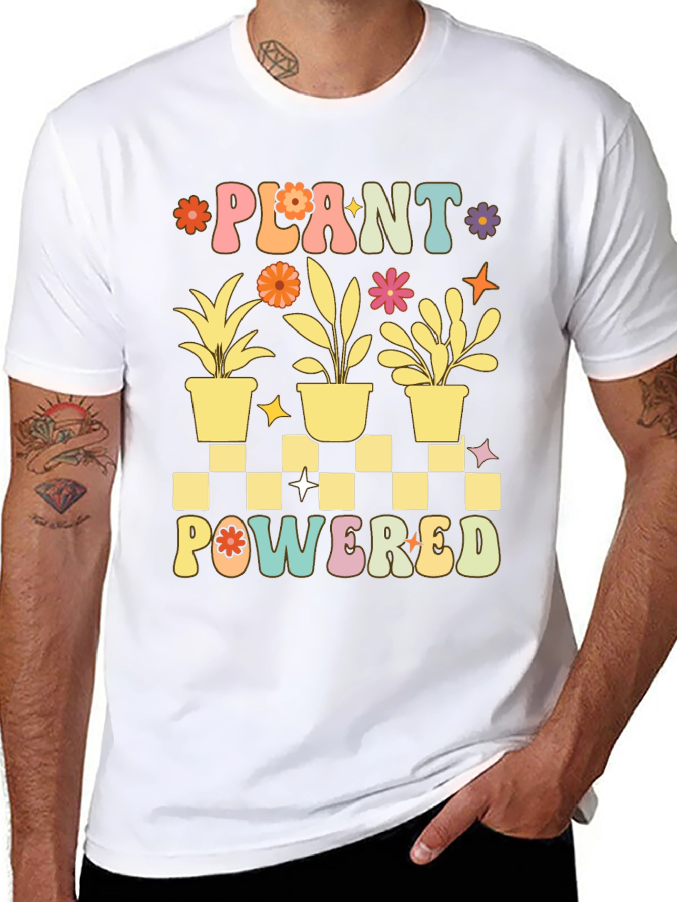 Black Plant Powered Graphic Tee - Black Cotton T-Shirt view 8