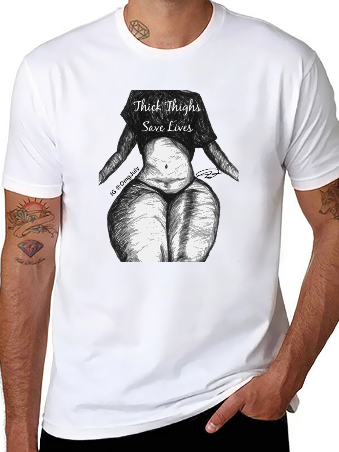 Black Thick Thighs Save Lives Graphic Tee - Unisex view 8