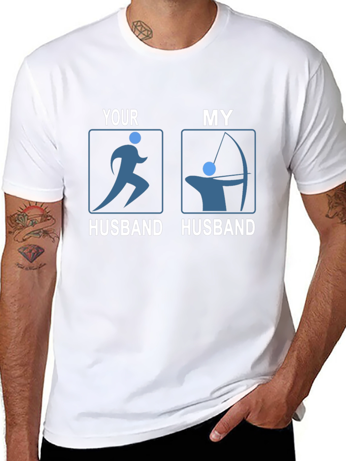 Black Funny Husband T-Shirt: Running & Archery Humor view 8