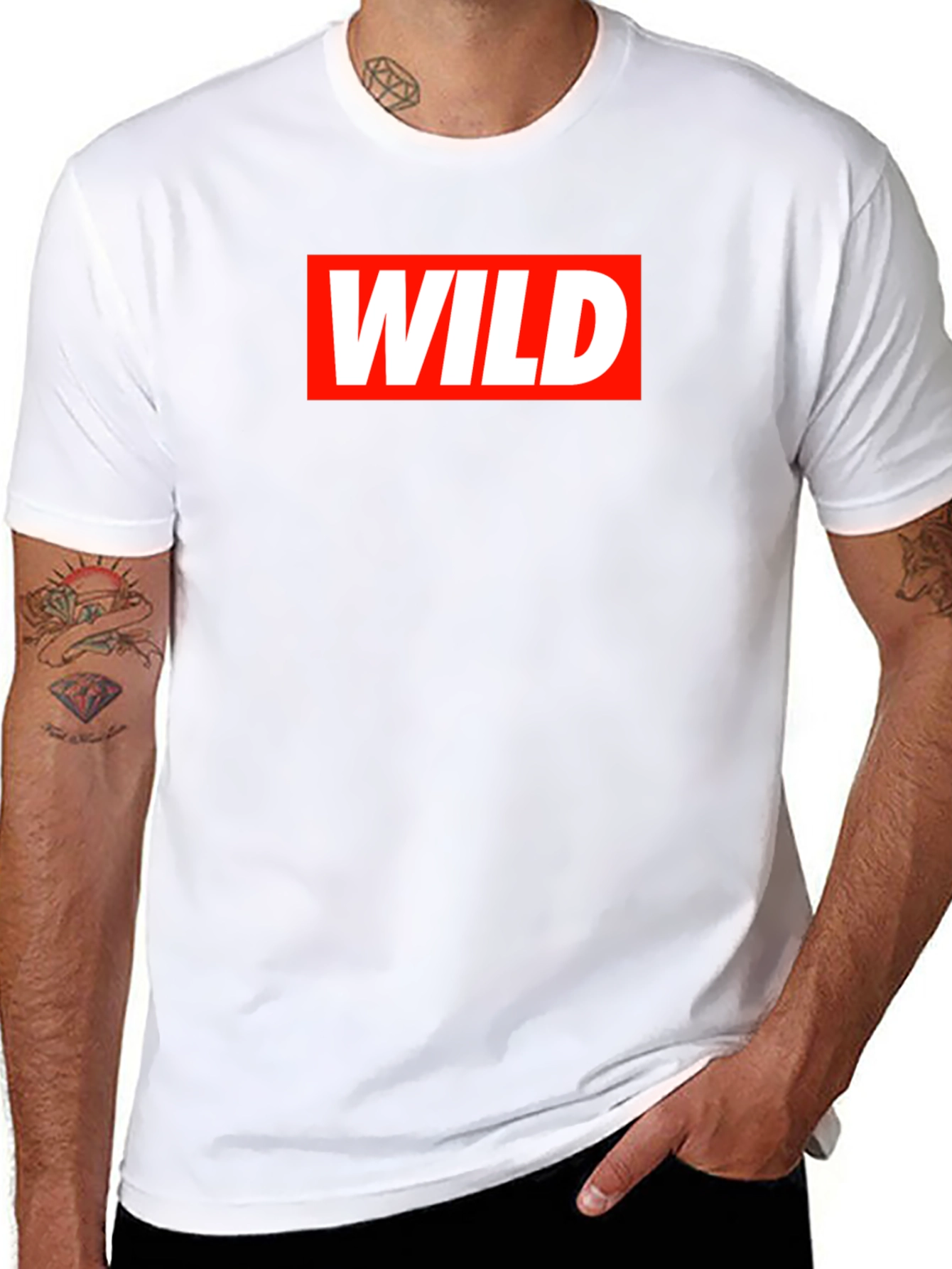Black Wild Graphic Tee - Red and White on Black Cotton view 8