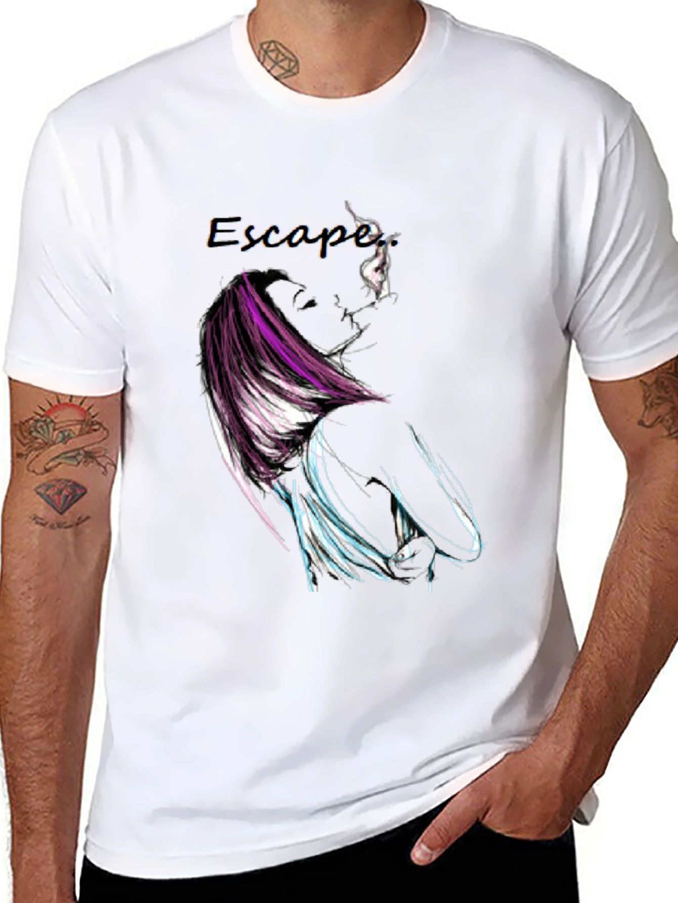 Black Escape Graphic Print Black T-Shirt view 8