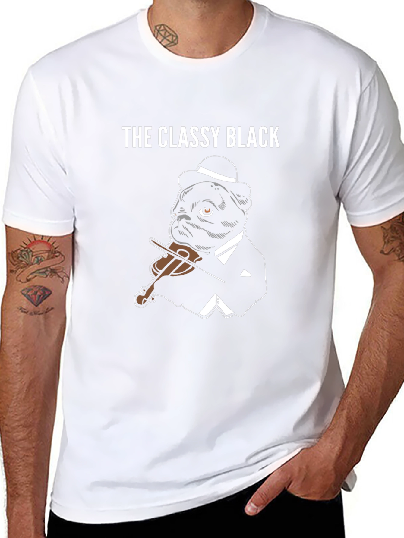 Black The Classy Black Pug T-Shirt view 8