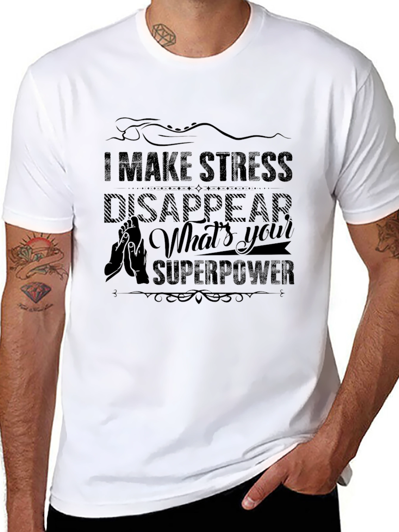 Black Stress Relief Massage Therapist T-Shirt view 8