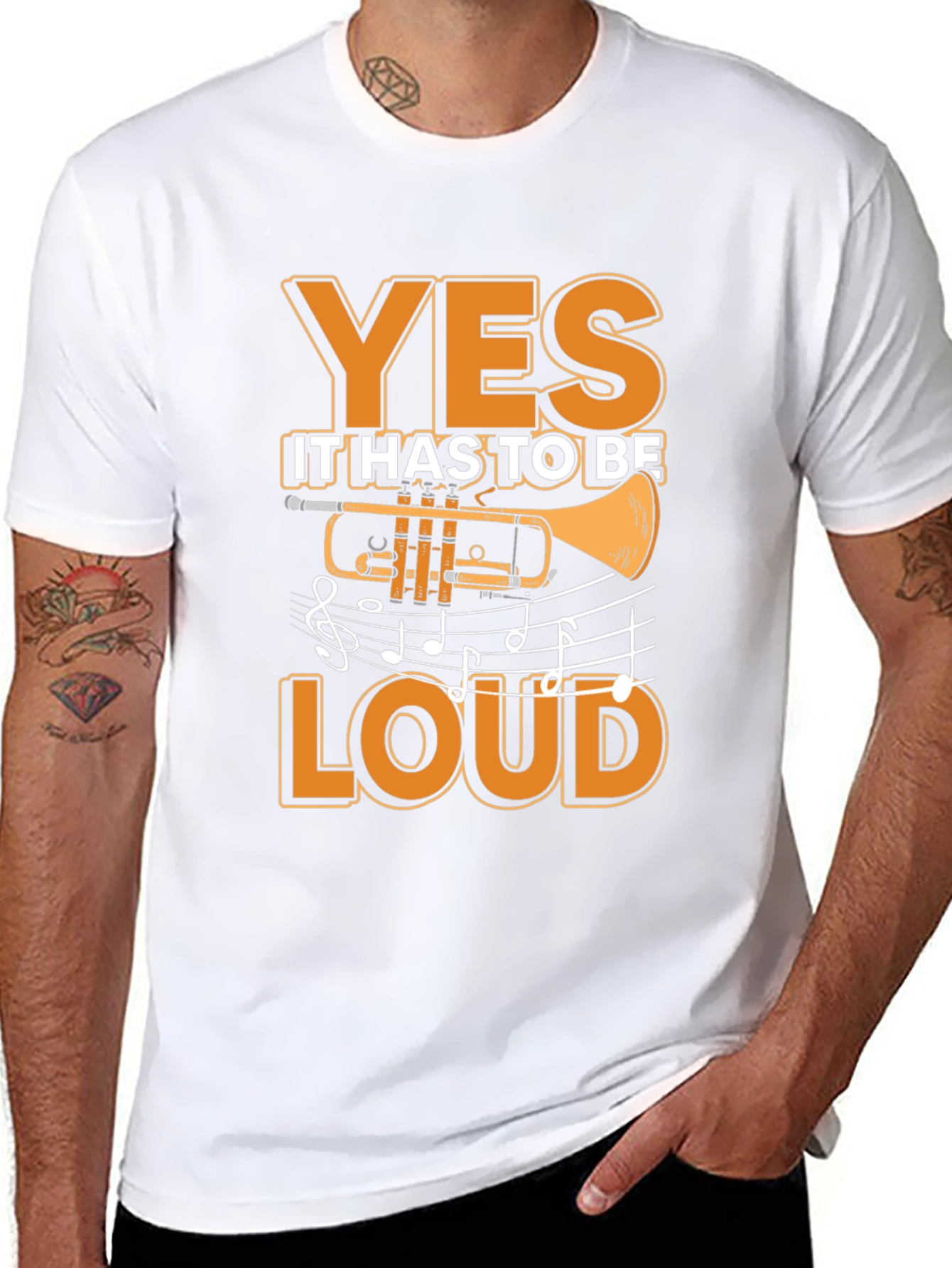 Black Trumpet Player YES Loud Black T-Shirt view 8