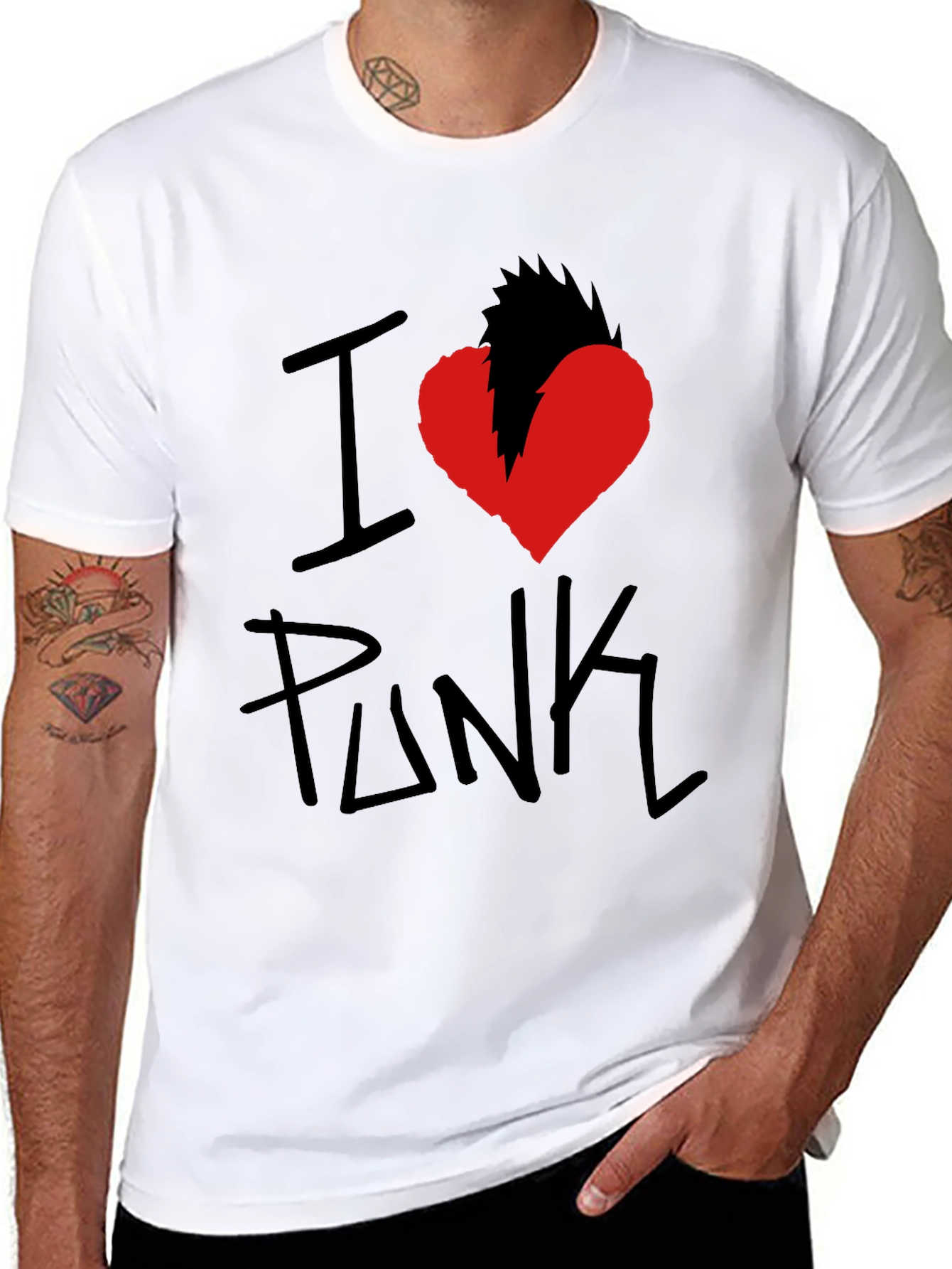 Black I Heart Punk Graphic Tee - Black view 8