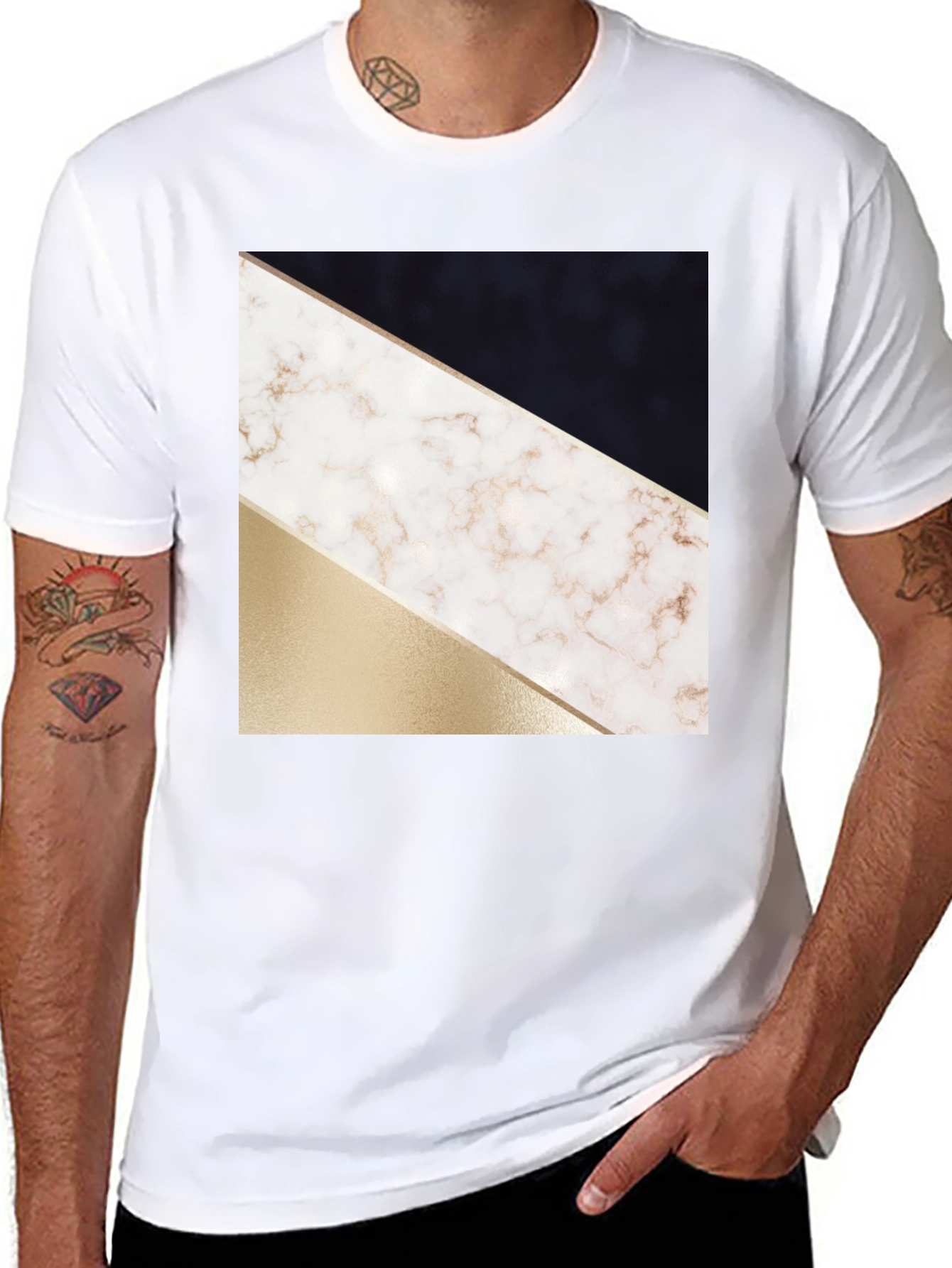 Black Abstract Geometric T-Shirt view 8