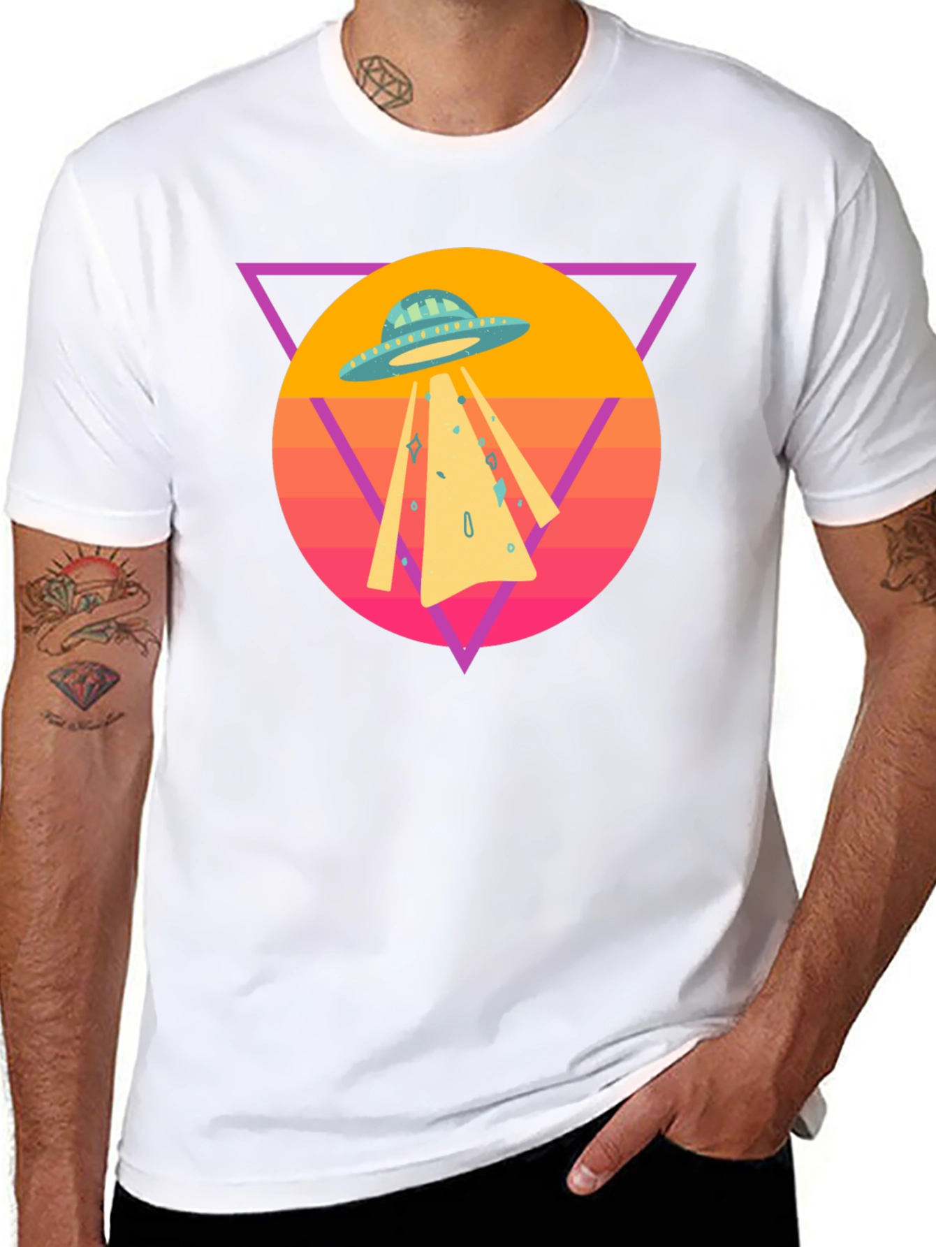 Black Retro UFO T-Shirt - Black Cotton Blend Tee view 8