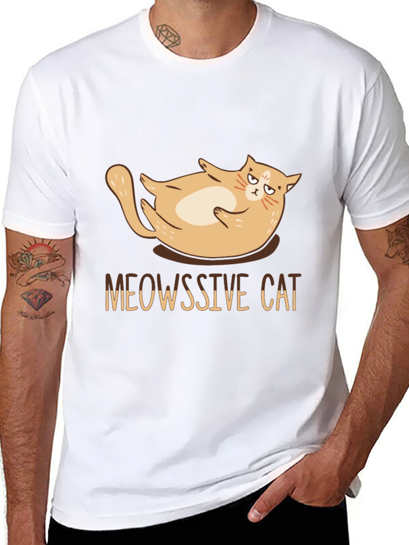 Black Meowssive Cat T-Shirt - Funny Graphic Tee view 8