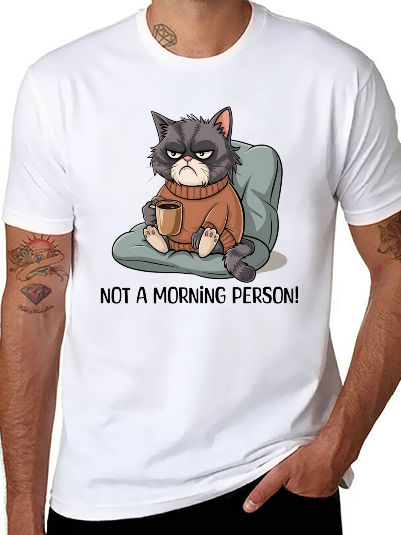 Grumpy Cat Coffee T-Shirt - Not a Morning Person! - 8