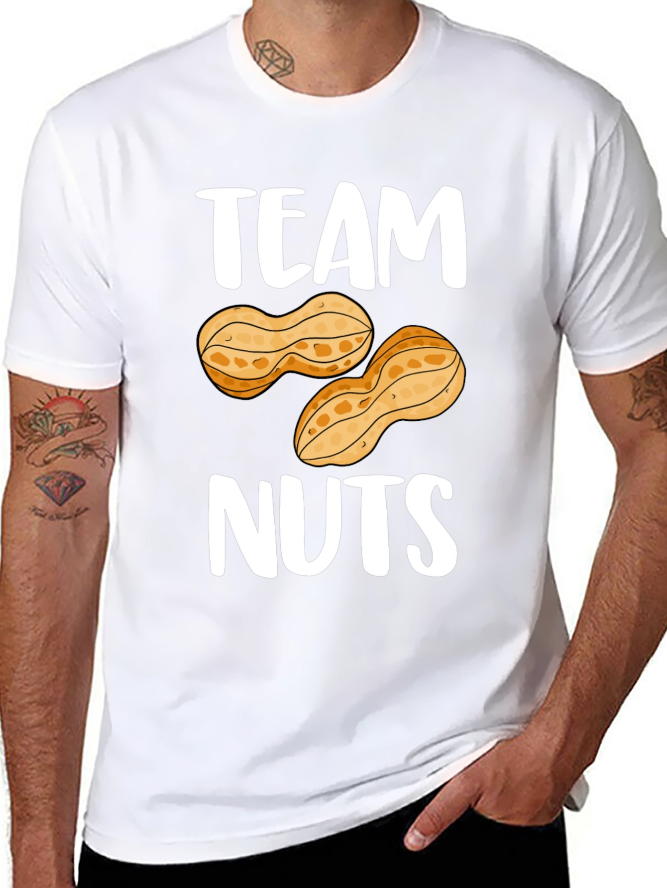 Black Team Nuts Graphic T-Shirt - Funny Peanut Tee view 8