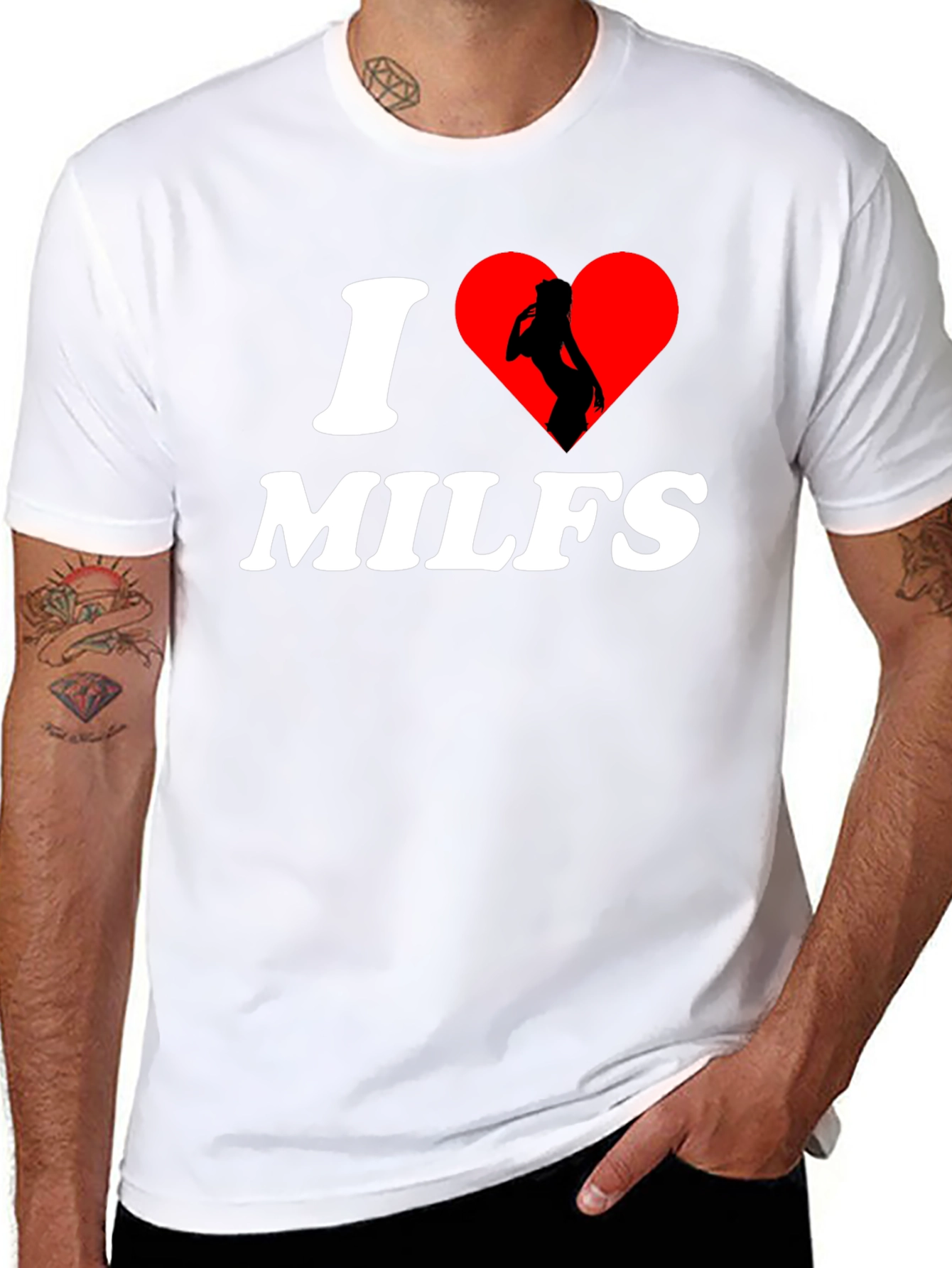 Black I Heart MILFs Graphic T-Shirt - Adult Humor Tee view 8