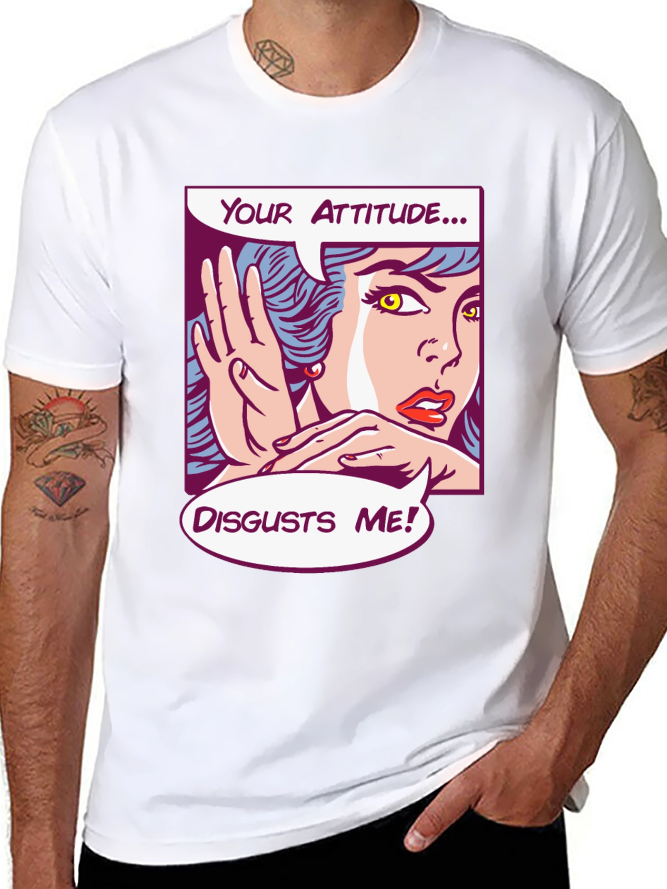 Black Attitude Disgusts Me Pop Art T-Shirt view 8