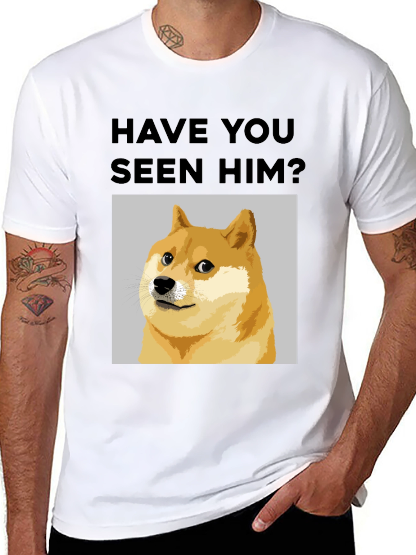 Black Have You Seen Him? Doge Meme T-Shirt view 8