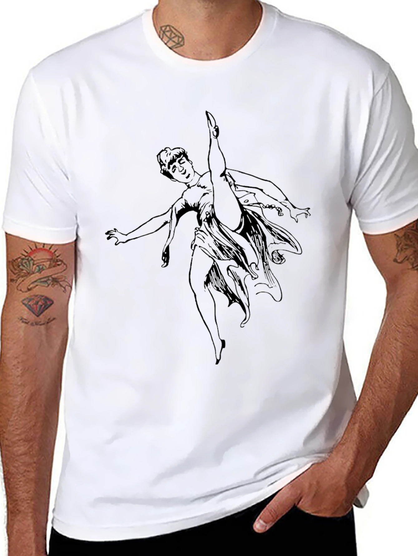 Black Graphic Tee - Dancing Woman Design - 8