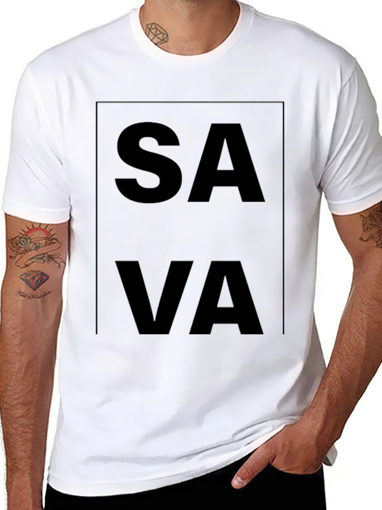 Black SAVA Graphic Tee - Modern Black T-Shirt view 8