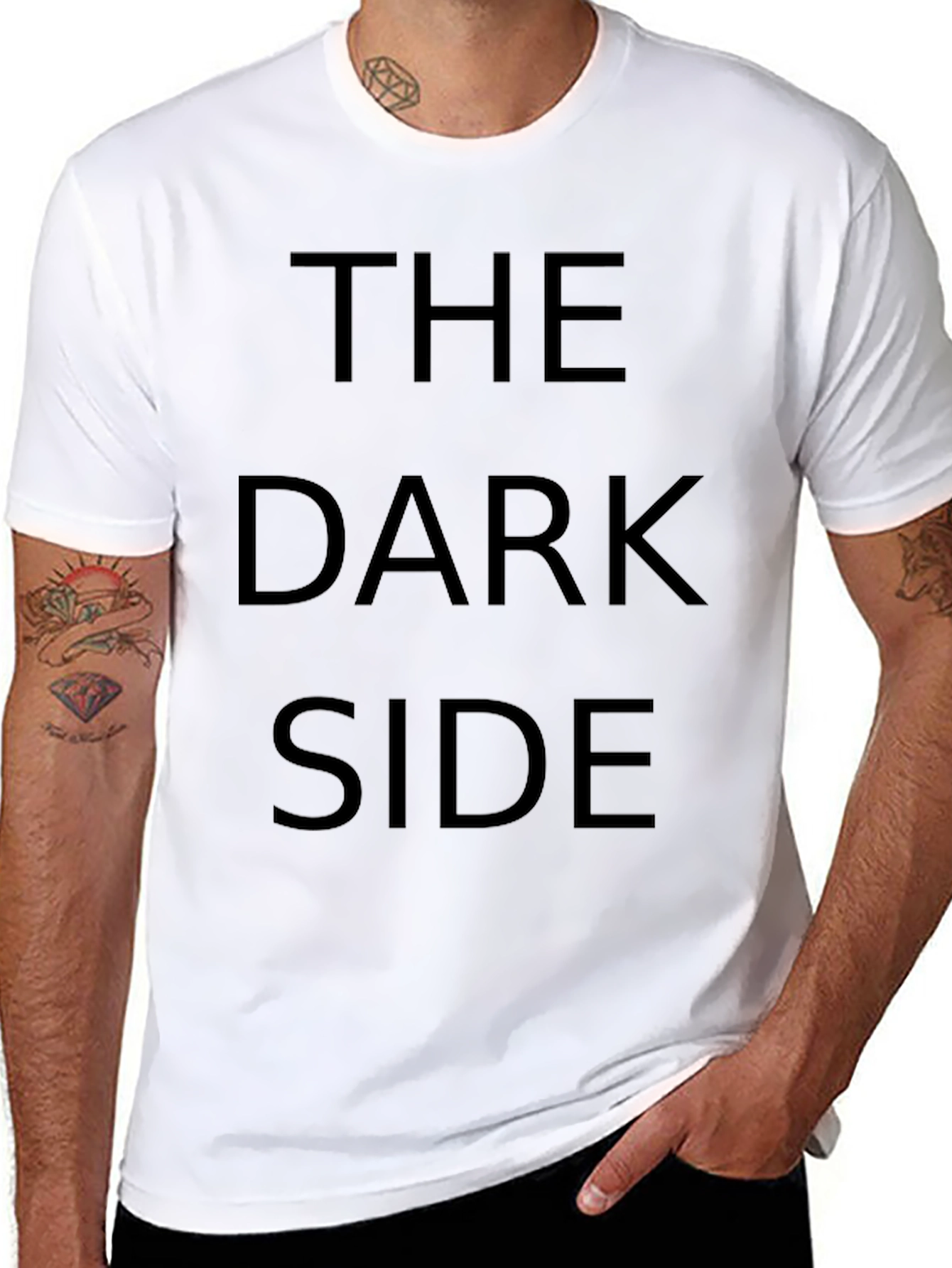 Black The Dark Side Graphic Black T-Shirt view 8