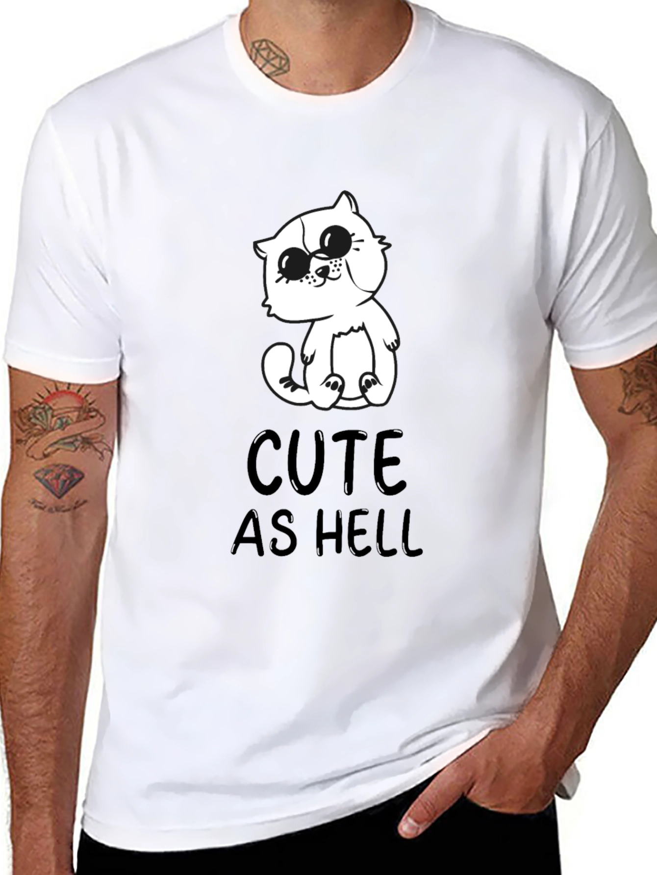 Black Cute As Hell Cat Graphic T-Shirt - Black view 8