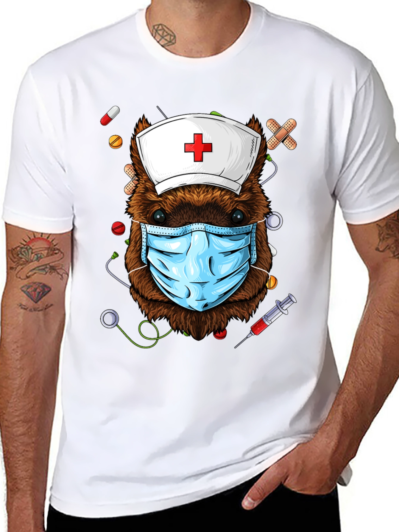 Black Nurse Beaver T-Shirt: Healthcare Hero view 8