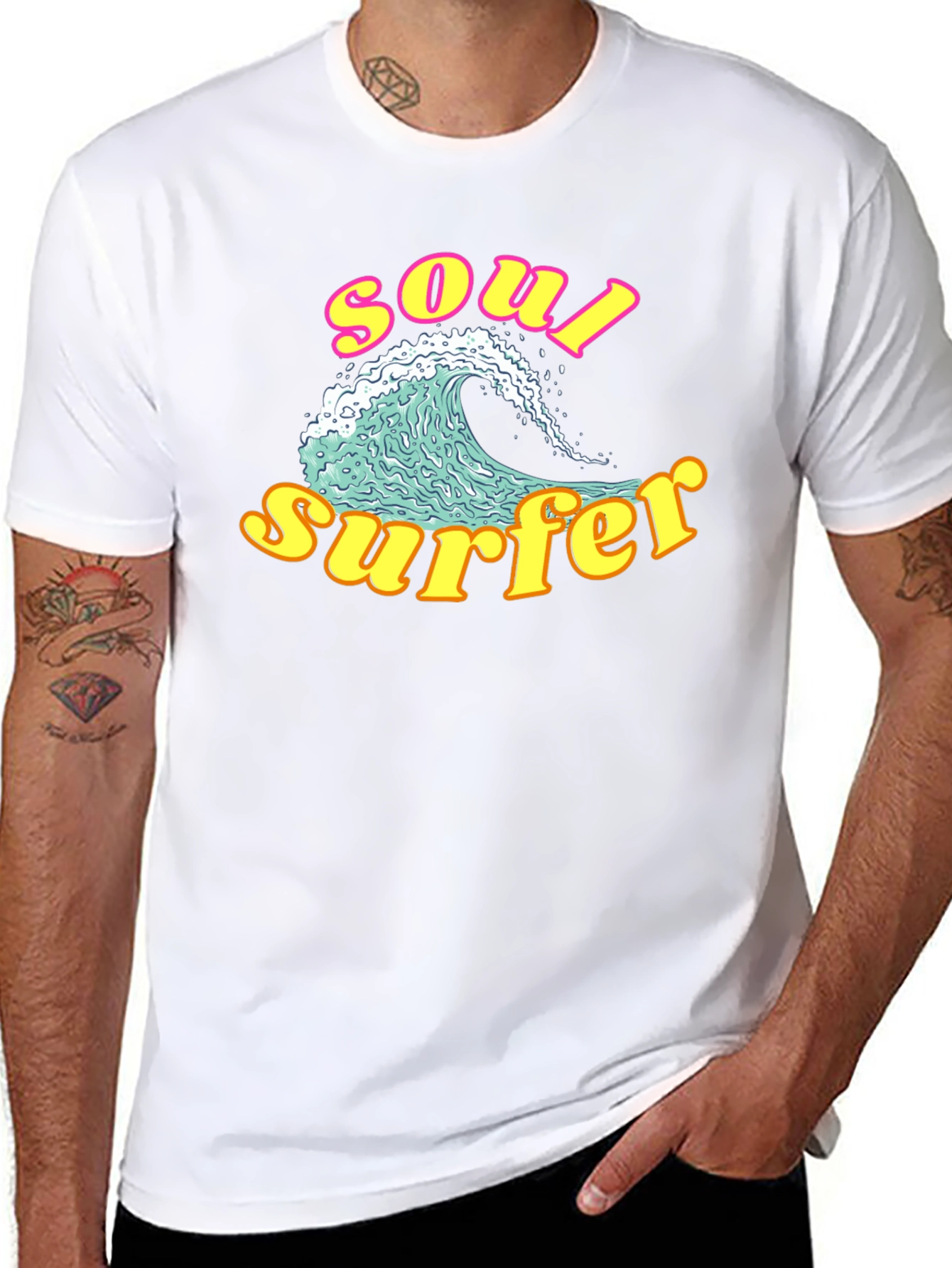 Black Soul Surfer Graphic Tee - Retro Wave Design view 8