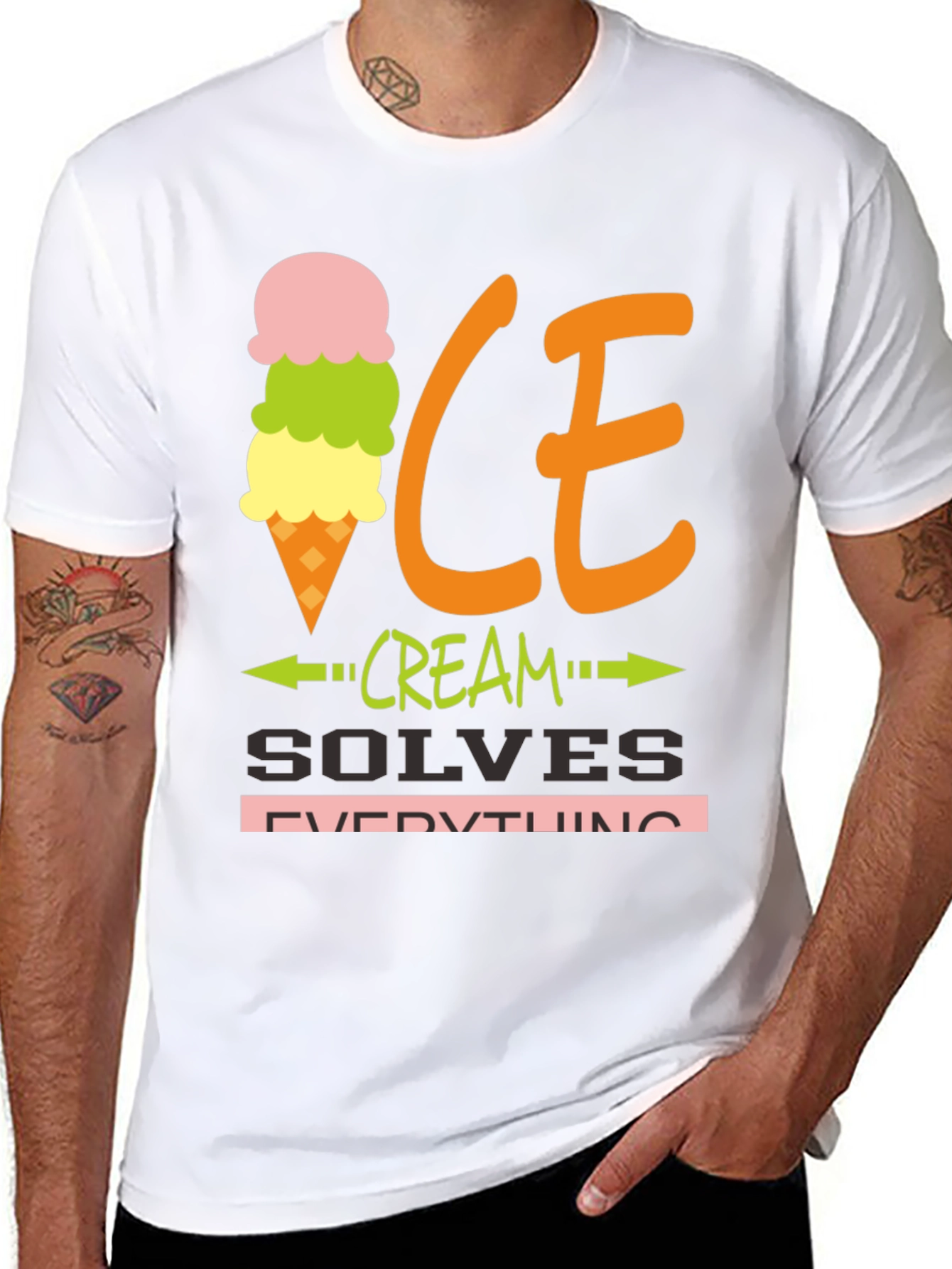 Black Ice Cream Solves Everything Graphic Tee view 8