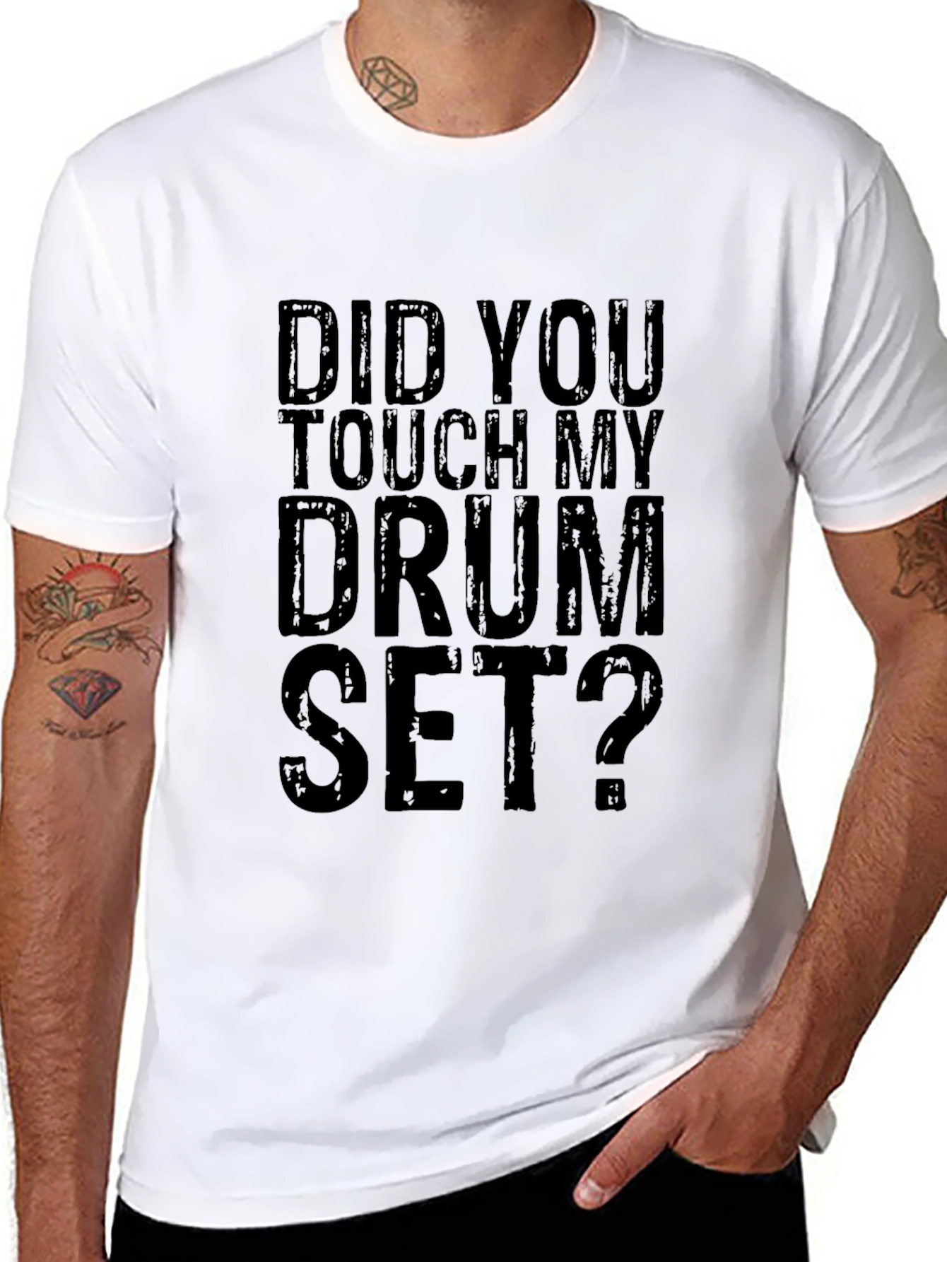 Black Did You Touch My Drum Set? Black Graphic Tee view 8