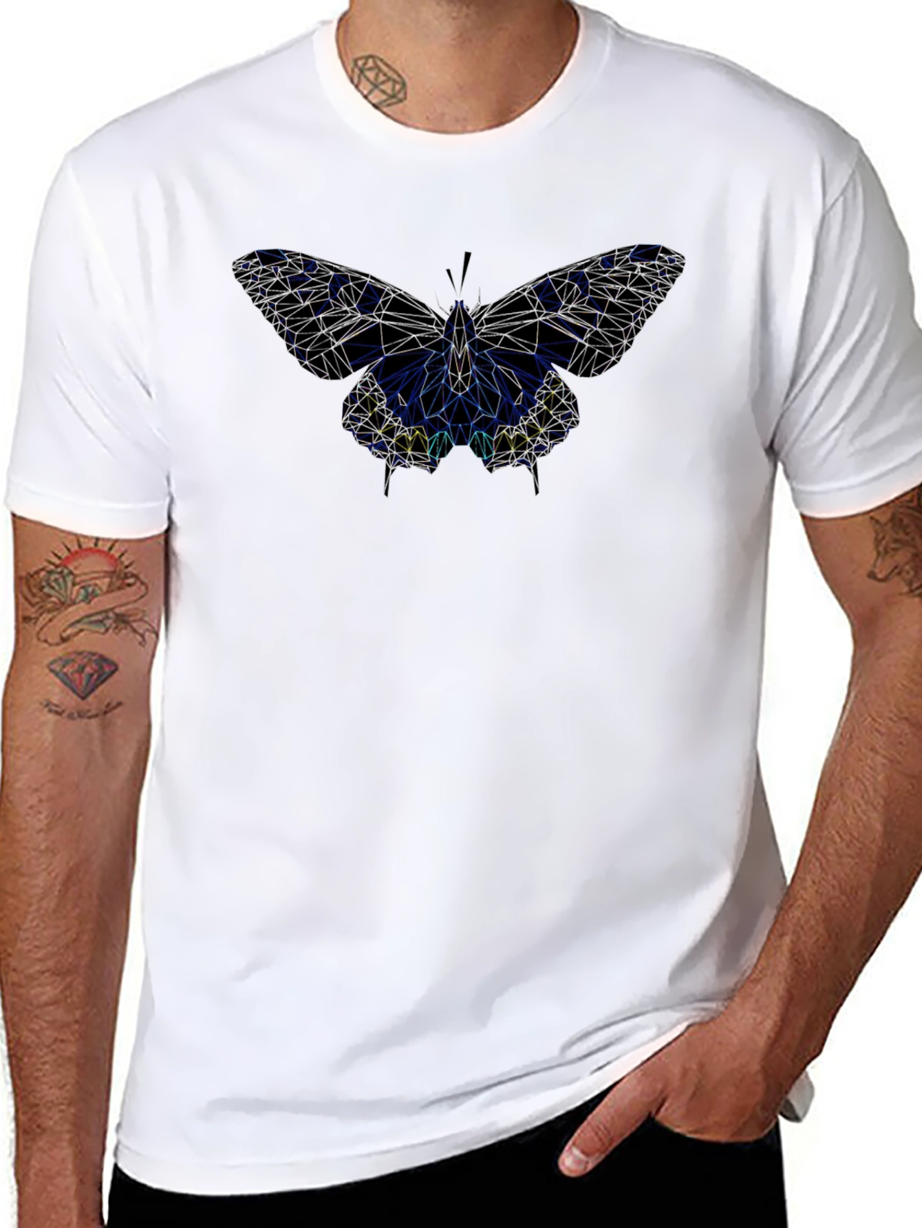 Black Geometric Butterfly Black T-Shirt view 8