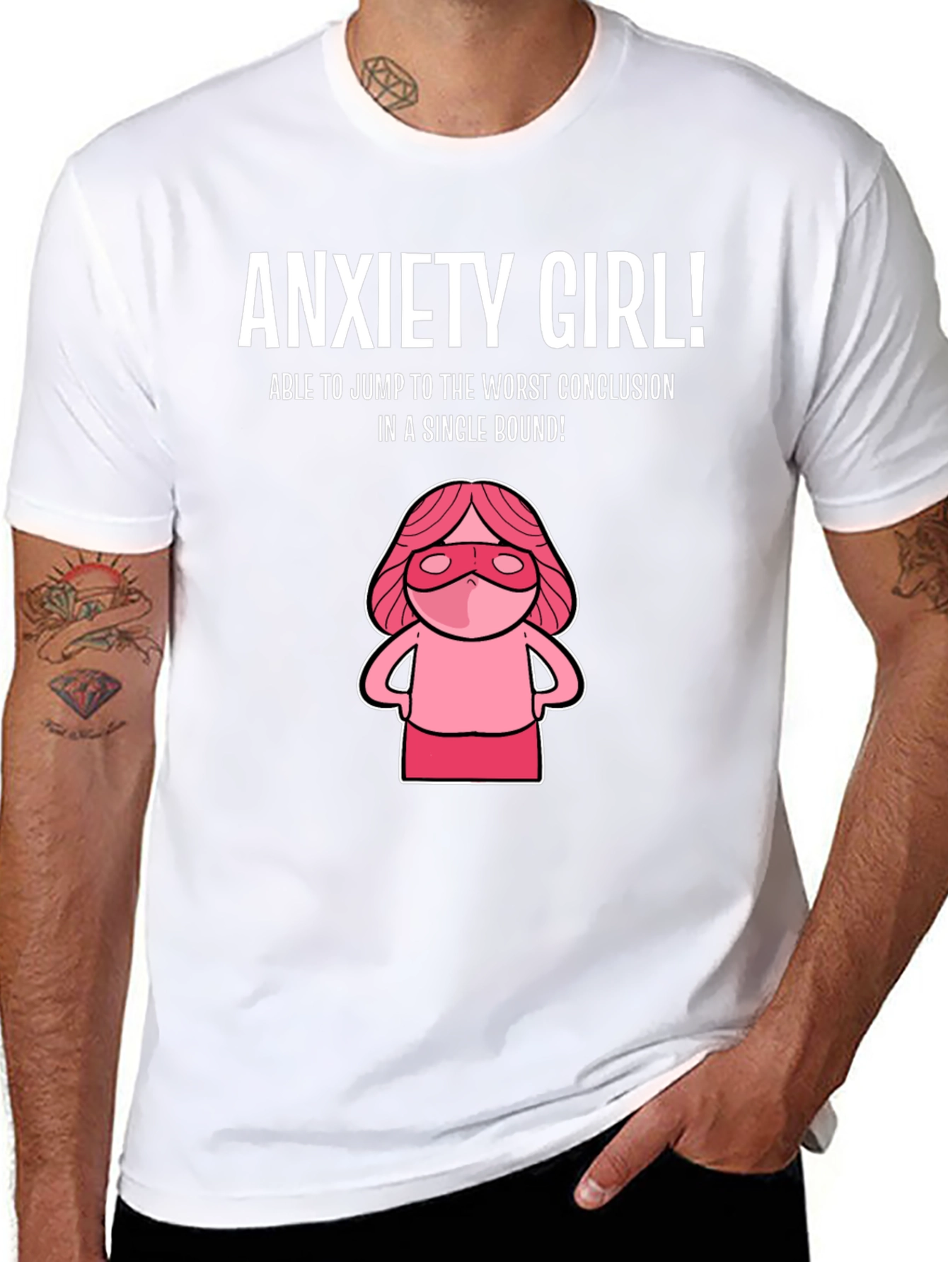 Black Anxiety Girl T-Shirt - Funny Graphic Tee view 8