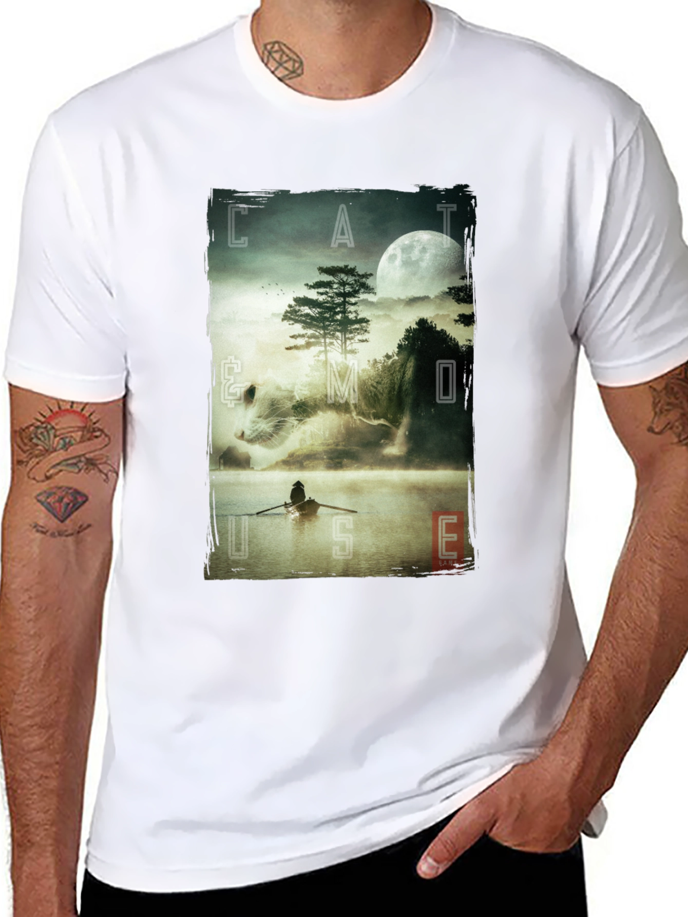 Cat & Moon Graphic Tee - 8