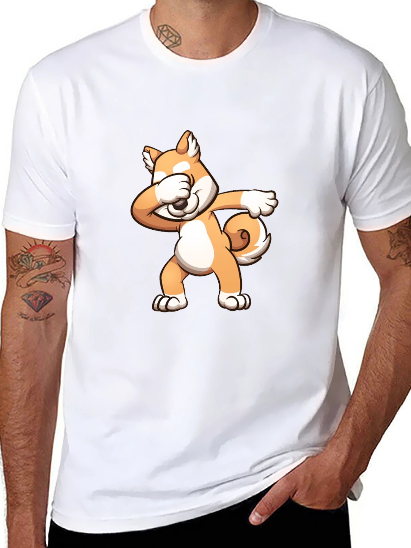 Black Dabbing Shiba Inu Black T-Shirt view 8