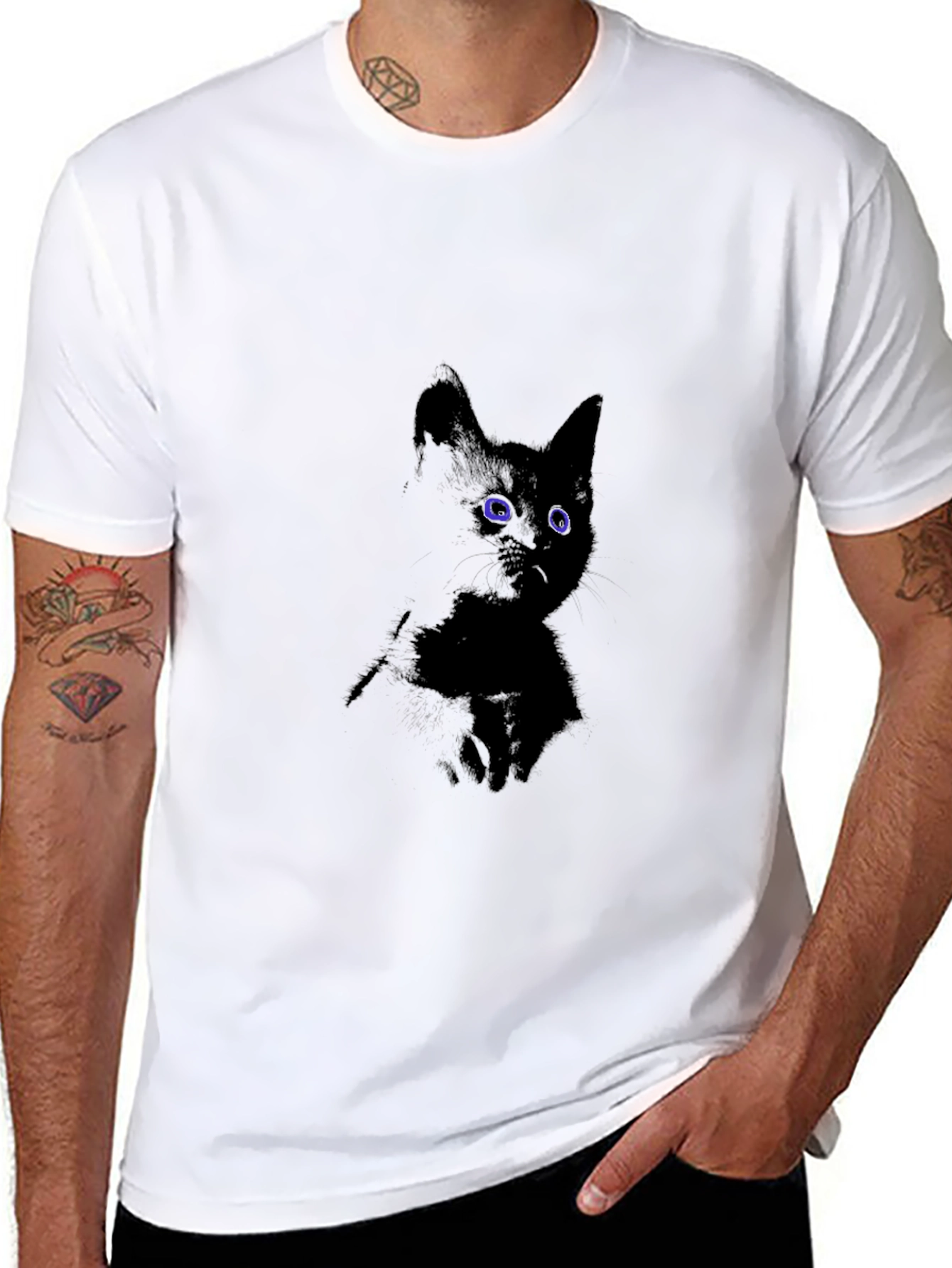 Men's Black Cat Graphic T-Shirt - 8