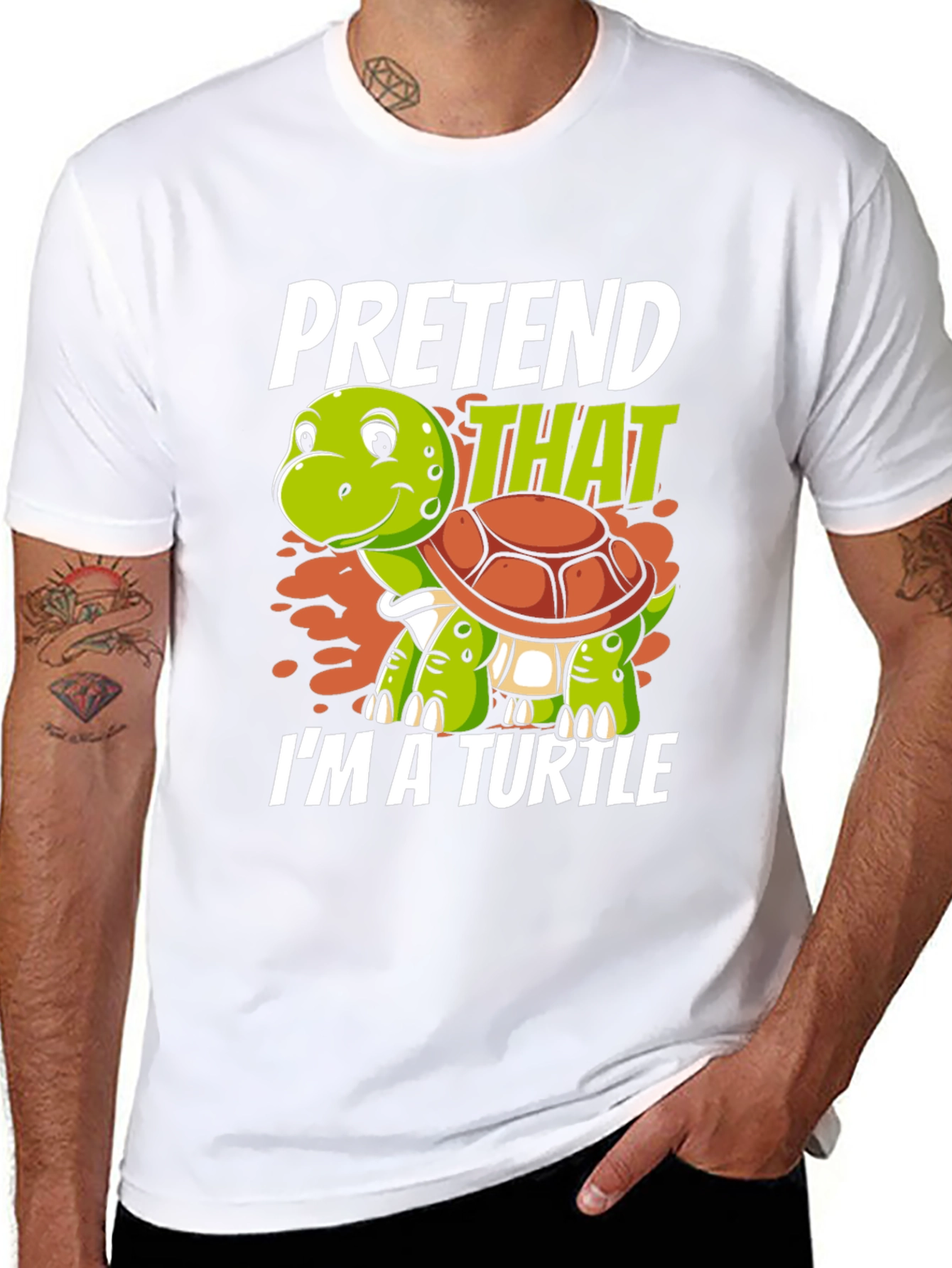 Black Pretend I'm a Turtle Graphic T-Shirt view 8