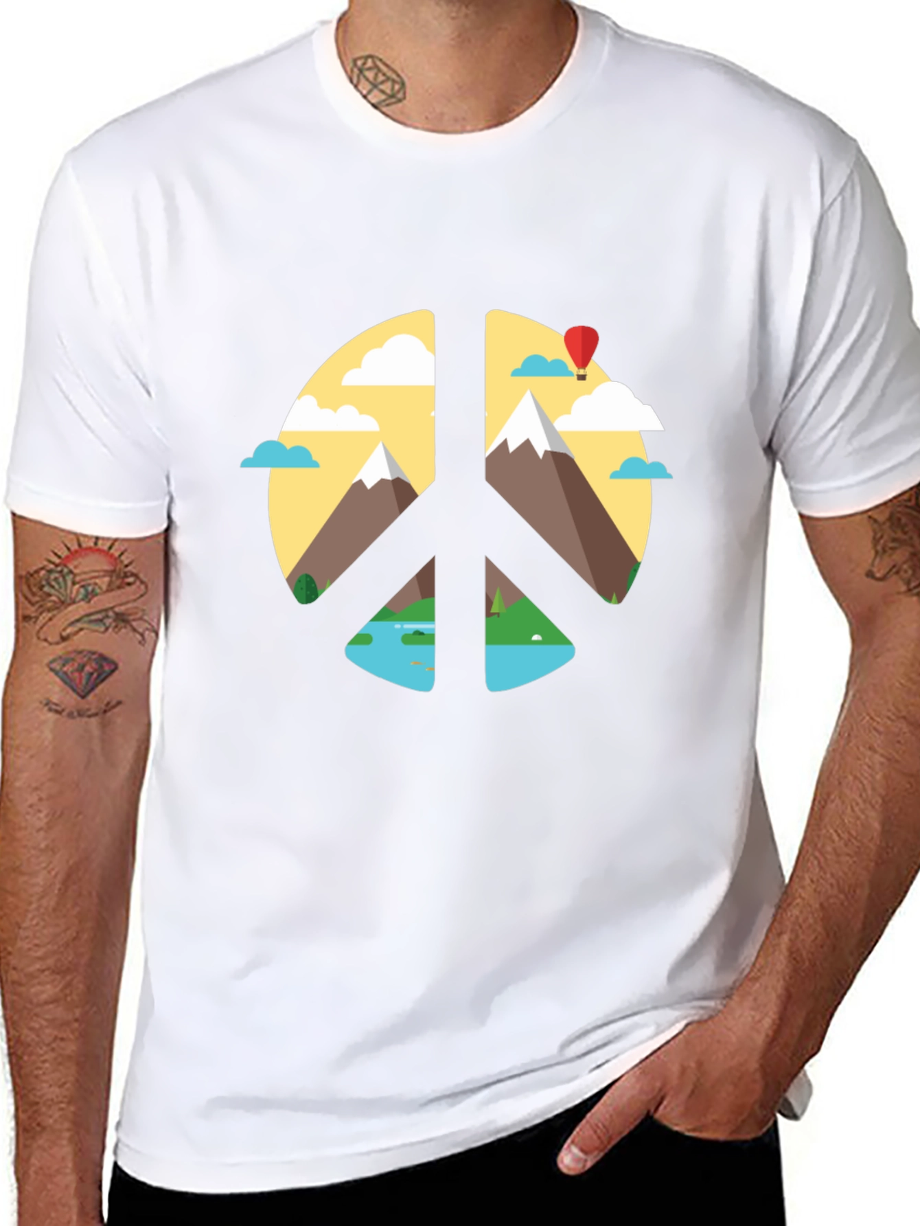 Black Peace Sign Nature Graphic T-Shirt view 8
