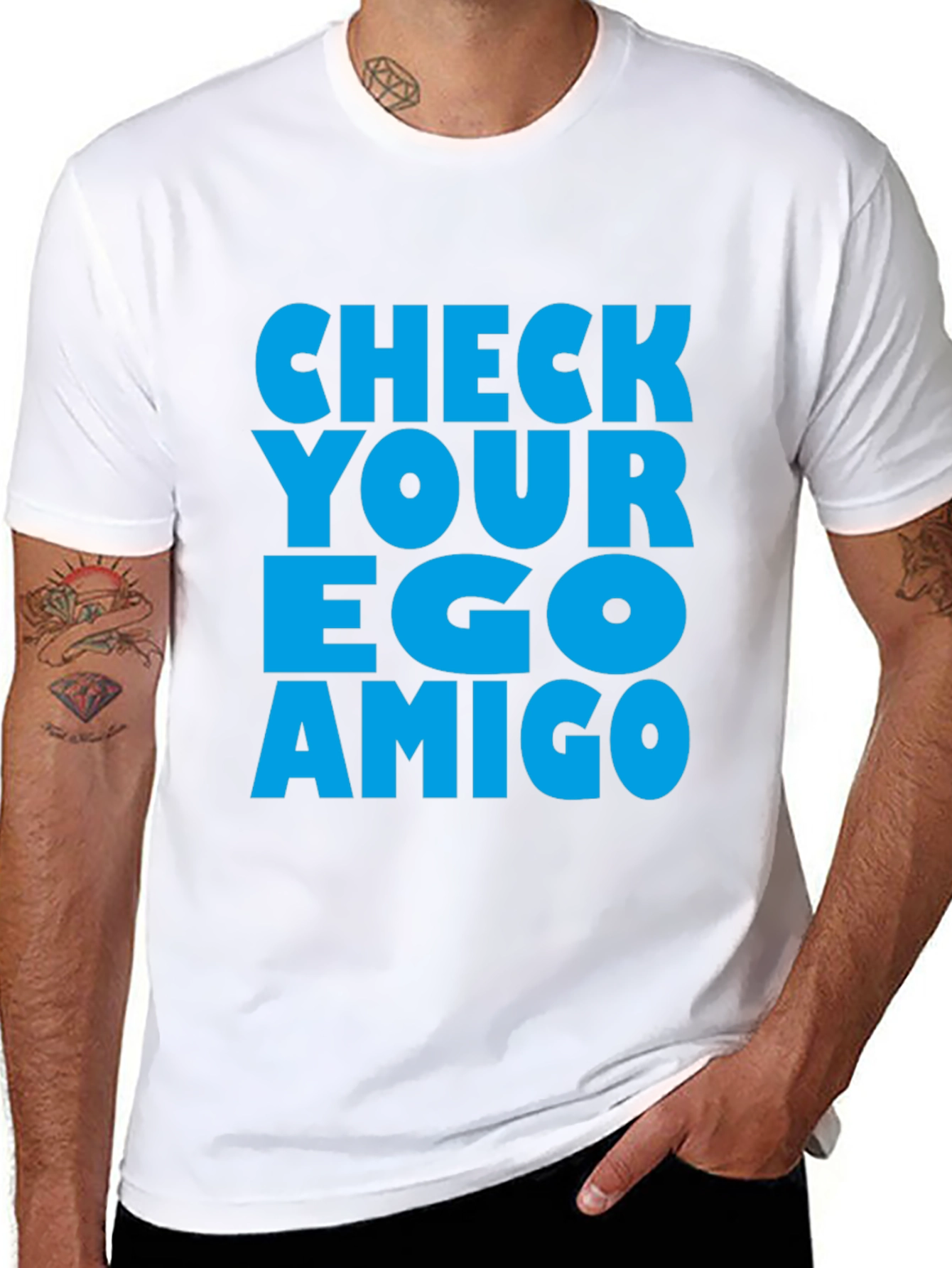 Black Check Your Ego Amigo Graphic Tee view 8