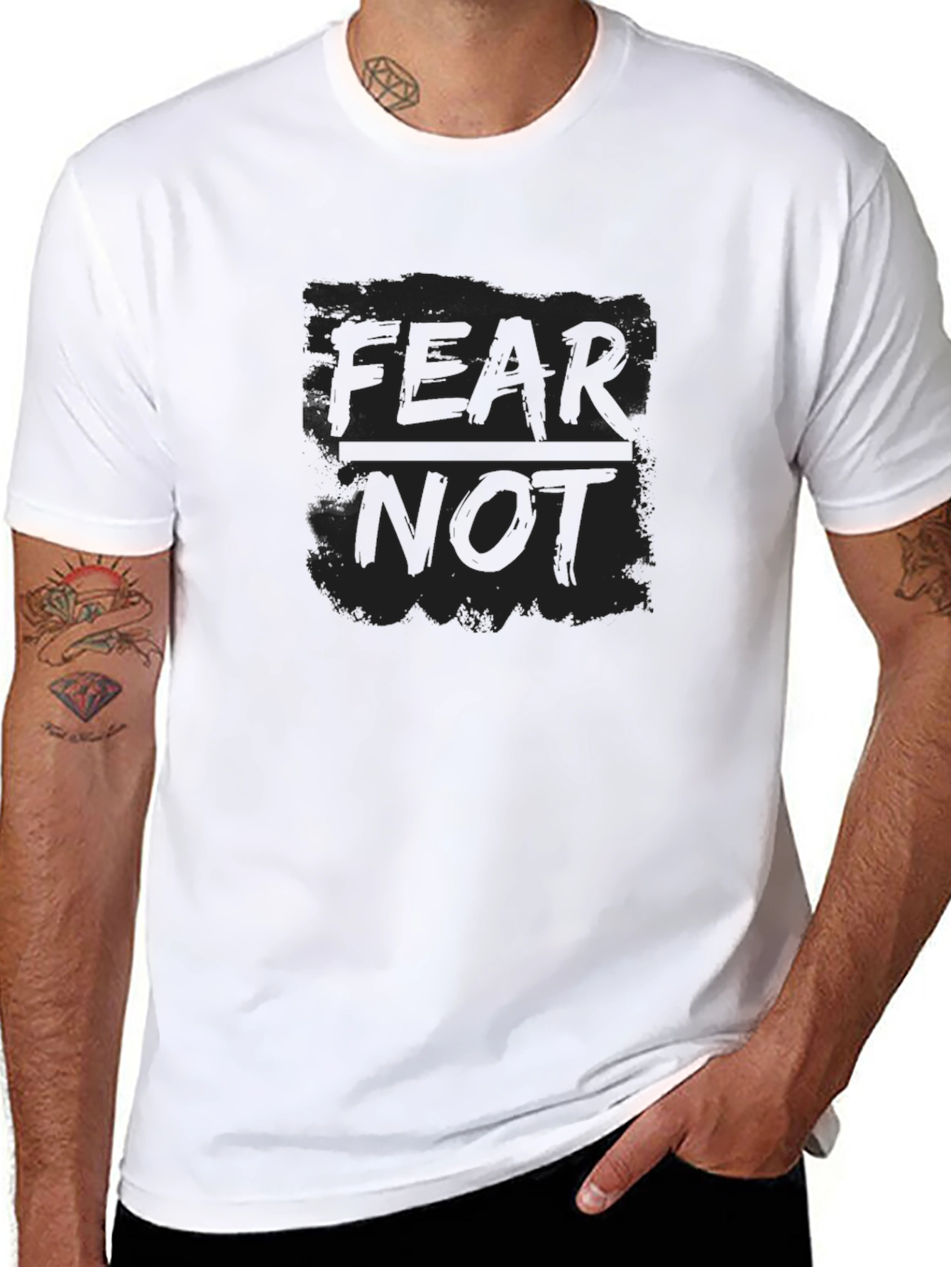 Black Fear Not Black T-Shirt - Inspirational Graphic Tee view 8