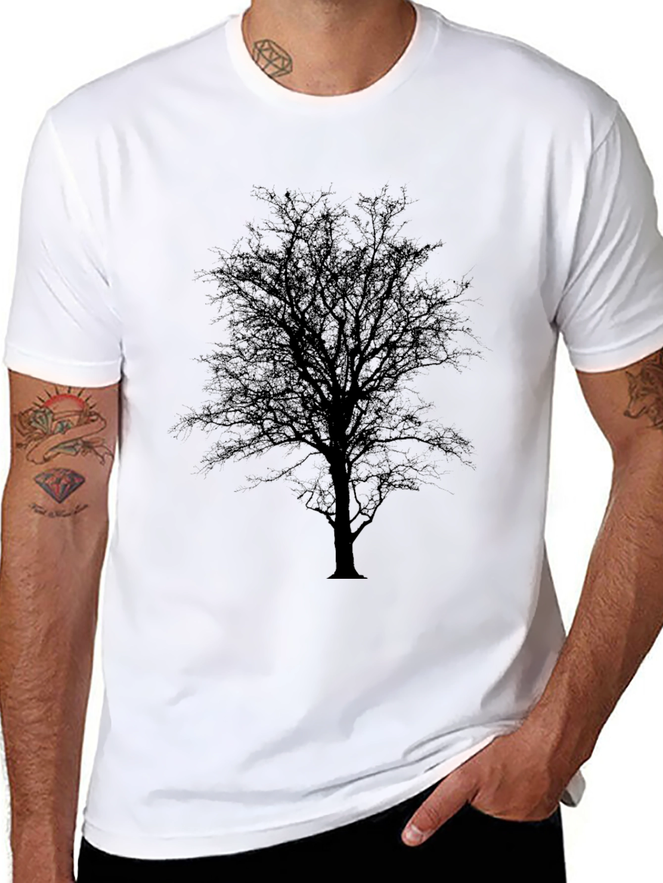Black Black Tree Silhouette T-Shirt view 8