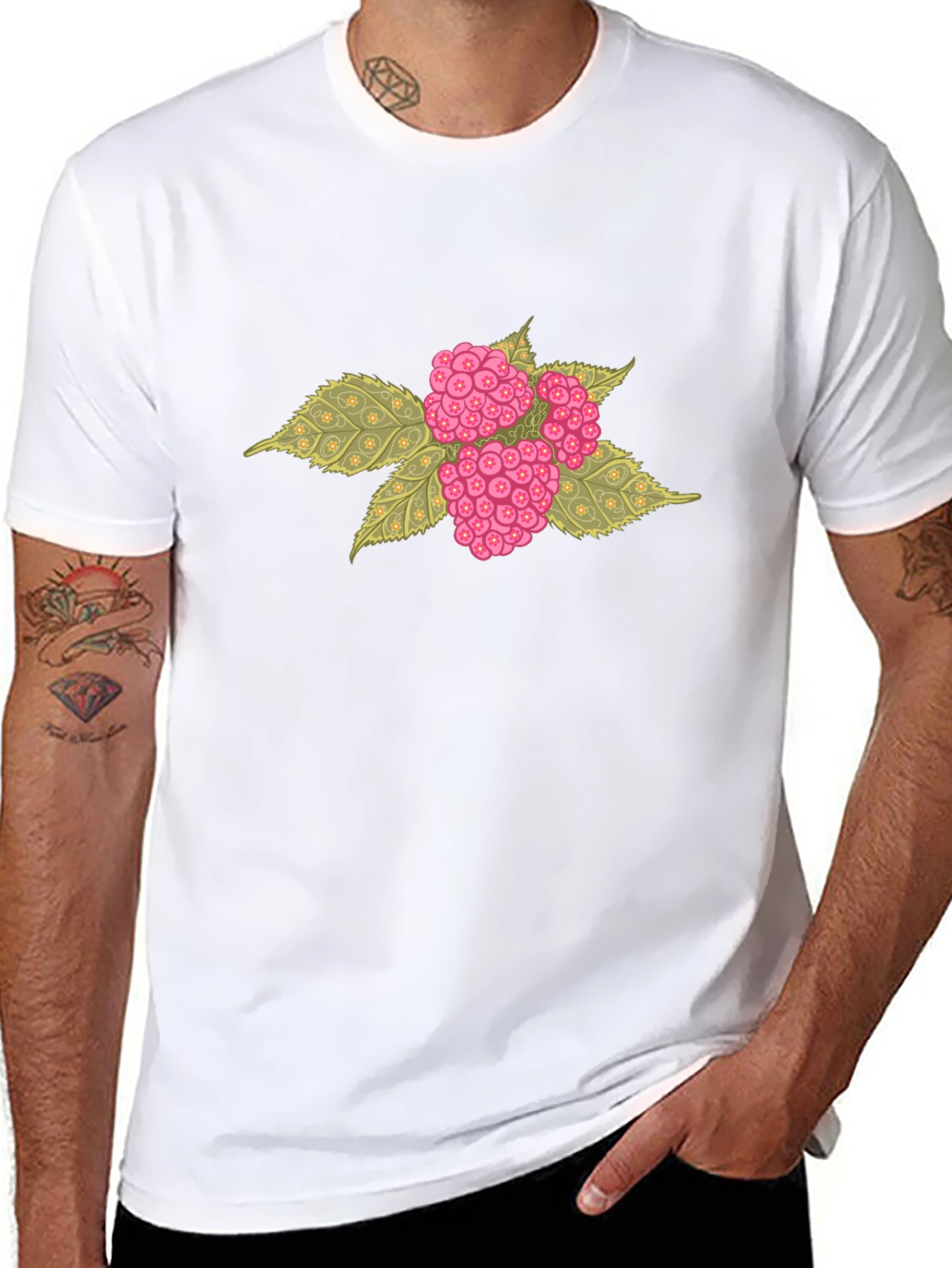 Black Raspberry Graphic Black T-Shirt view 8