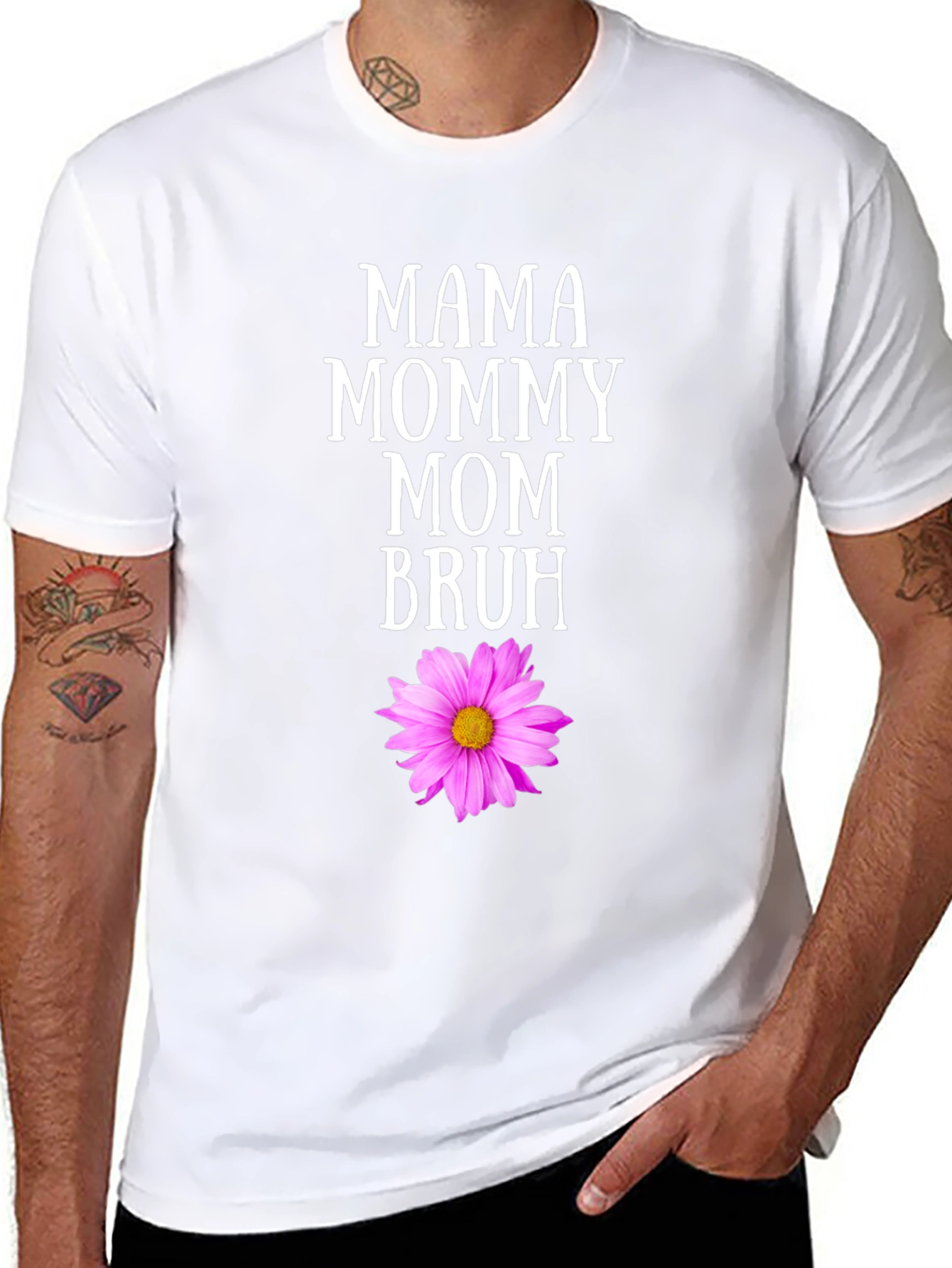 Black Mama Mommy Mom Bruh T-Shirt with Flower Graphic view 8