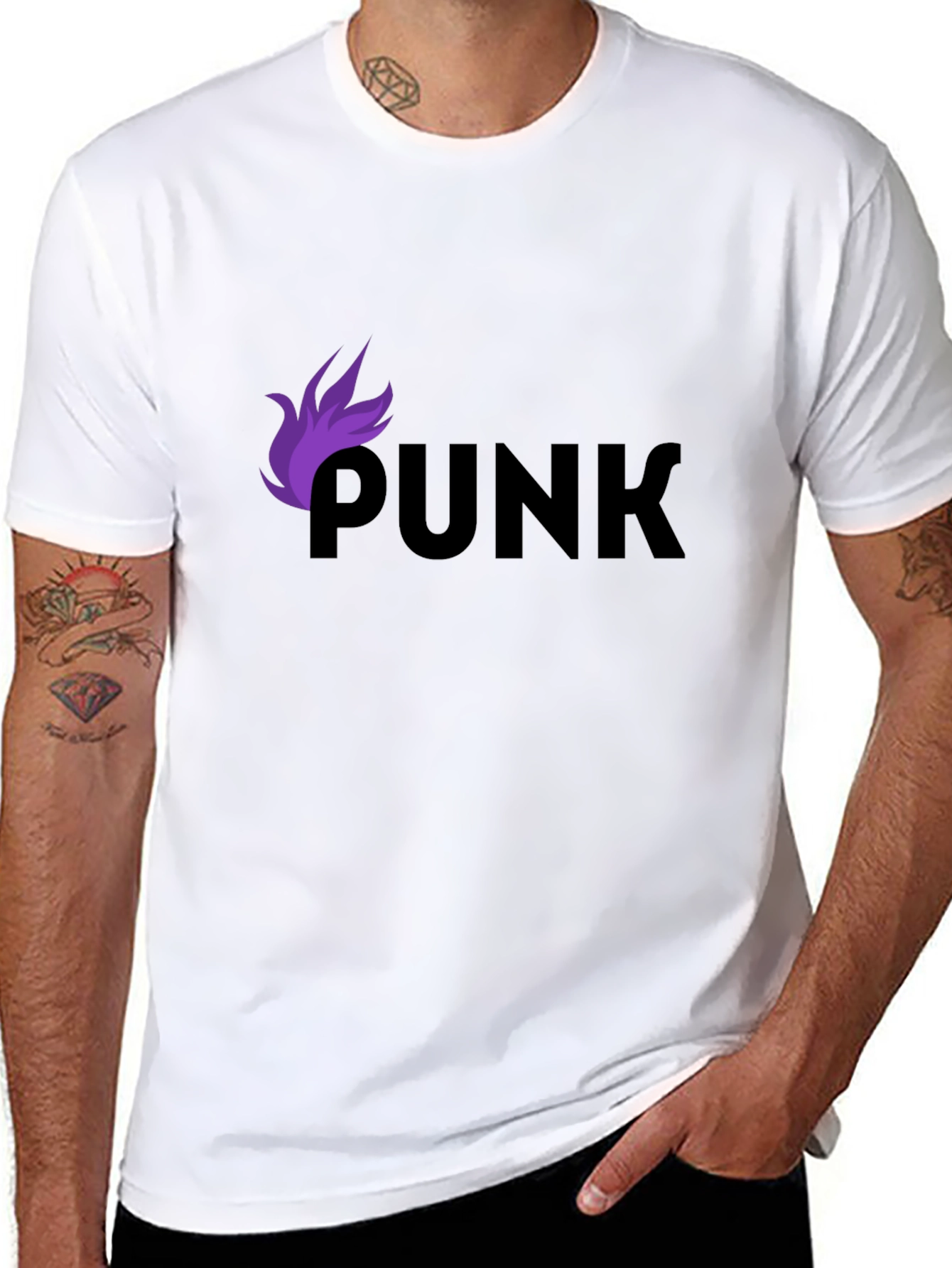Black Punk Graphic Tee - Black Cotton T-Shirt view 8
