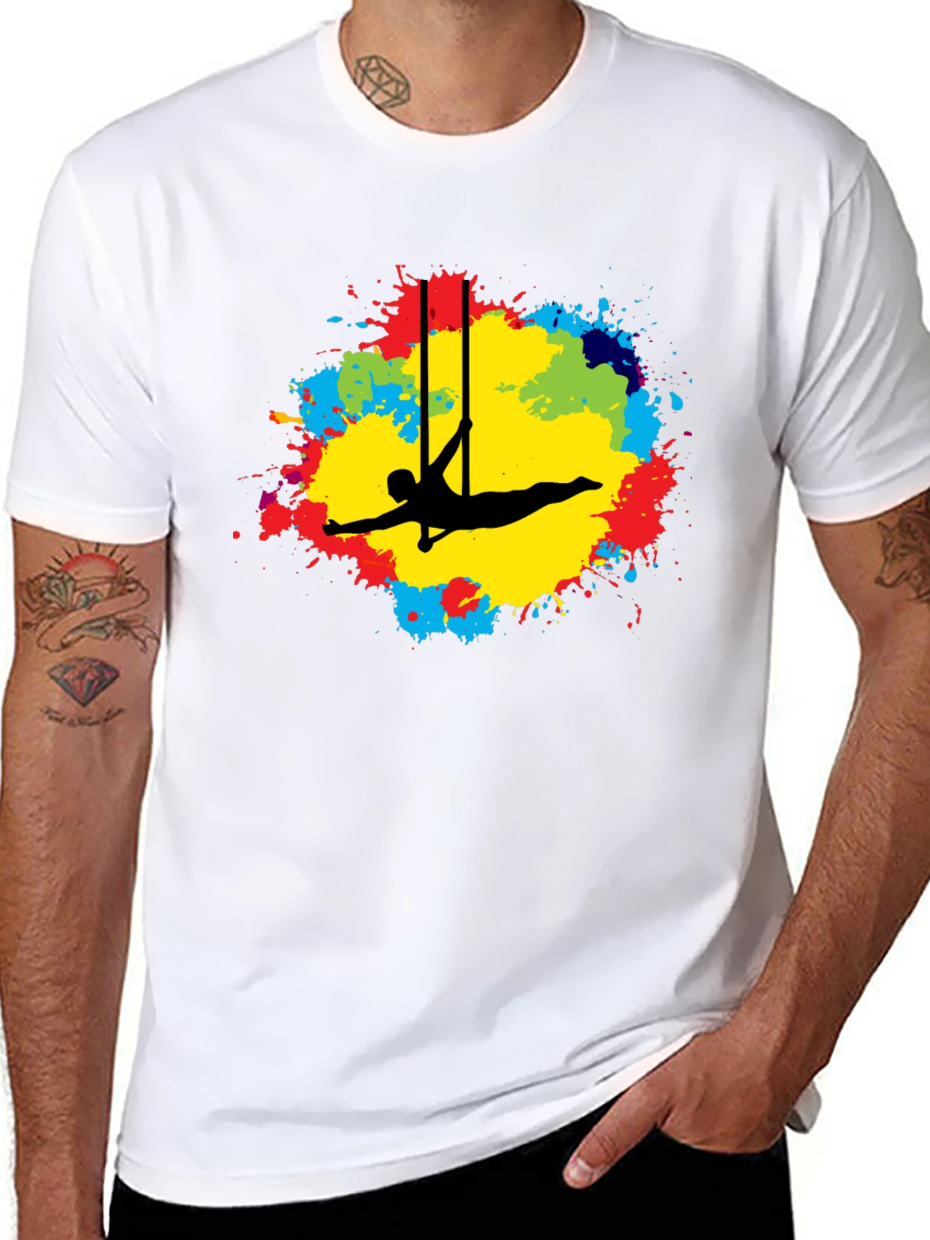 Black Aerialist Colorful Splash Black T-Shirt view 8