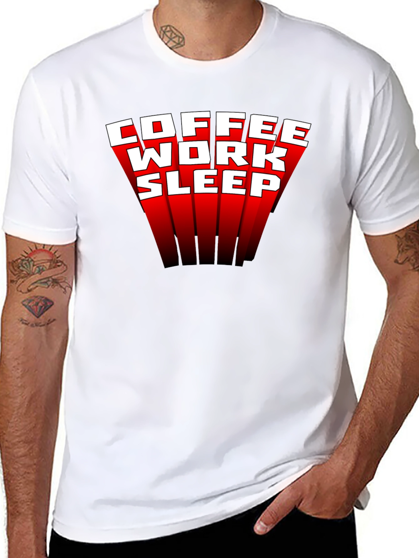 Coffee Work Sleep T-Shirt - Funny Graphic Tee - 8